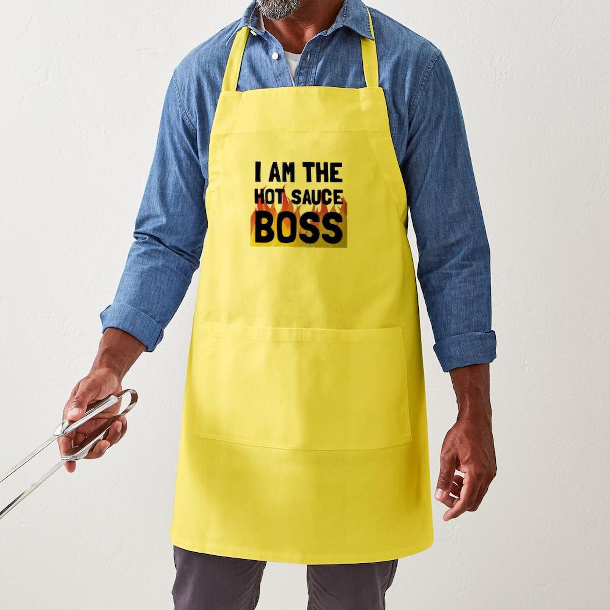Hot Sauce Boss Kitchen Apron with Pockets - Adjustable BBQ Grilling & Baking Apron for Men & Women - Perfect for Cooking, Grilling, Baking & Outdoor BBQ Parties