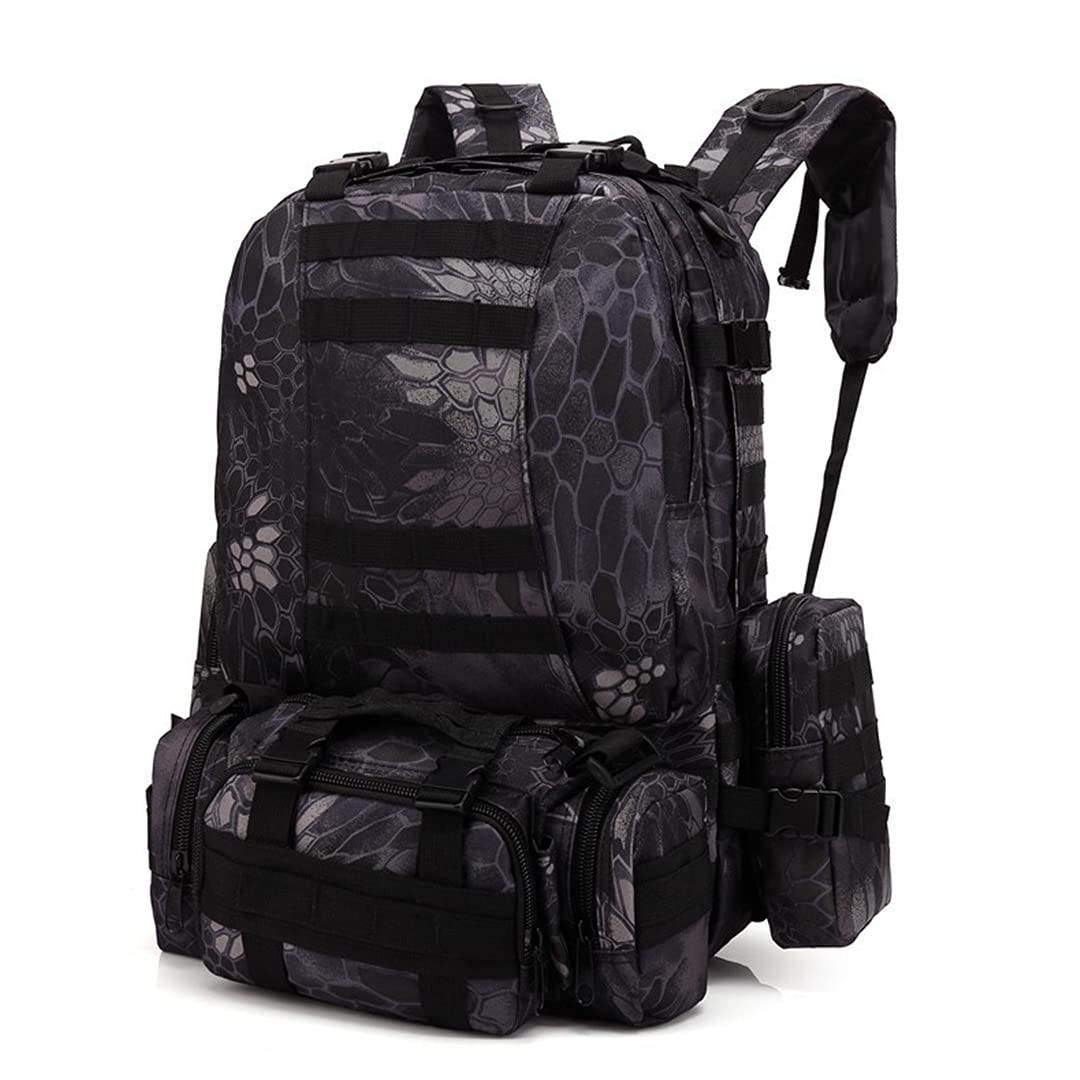 Danoensit 55L Tactical Backpack with MOLLE System - Military Army Camouflage Rucksack for Hunting, Fishing & Outdoor Adventures - Perfect for Camping, Hiking & Survival Gear Storage