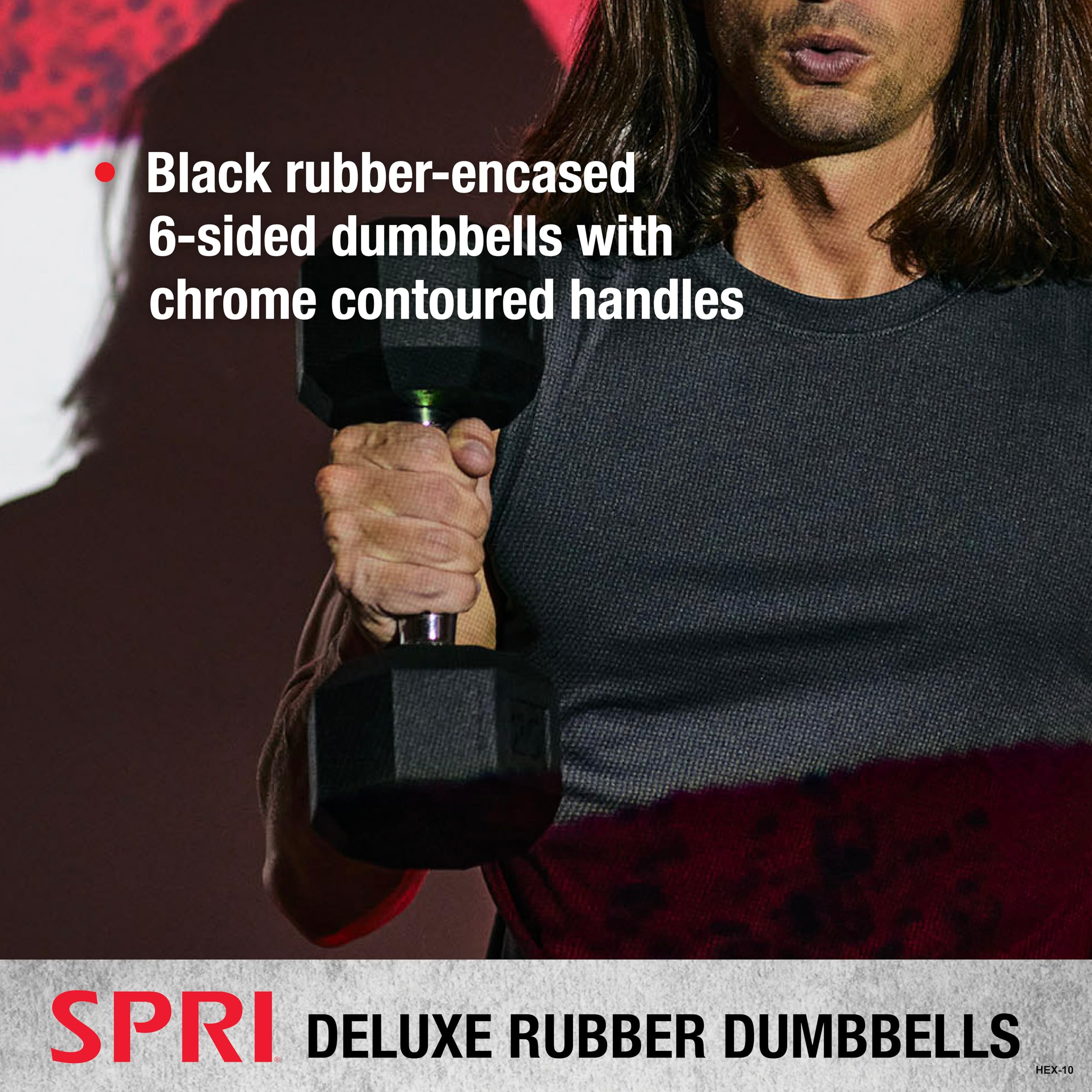 Rubber Hex Dumbbell Set of 2 - Chrome Handle Free Weights for Home Gym & Strength Training - Perfect for Full-Body Workouts, HIIT, CrossFit & Weight Lifting for Men & Women
