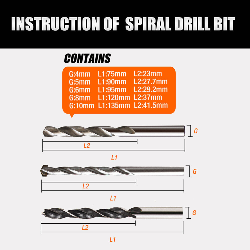 15-Piece HSS Drill Bit Set for Wood, Metal & Concrete - Titanium Coated Metric Drill Bits - Perfect for DIY Projects, Home Repairs & Professional Construction Work