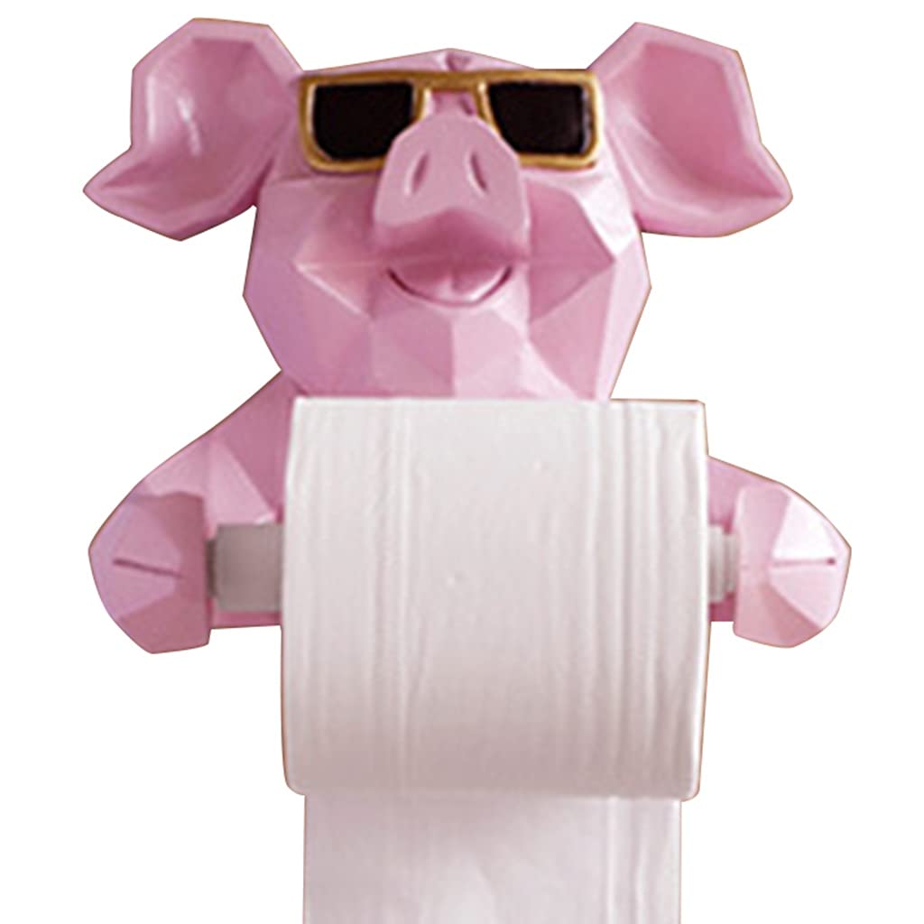 Nordic Geometric Pig Shape Toilet Paper Holder - Wall-Mounted Bathroom Tissue & Towel Storage Rack - Pink Modern Home Decor for Bathroom, Hotel, or Gift (19.2x21.6cm) - Perfect for Small Spaces, Guest Bathrooms & Unique Birthday Presents