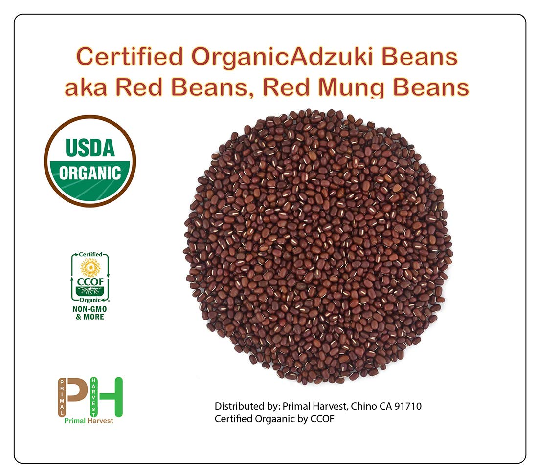 Organic Red Adzuki Beans (Red Mung Beans) - 3LB Bulk | Non-GMO, Vegan, Rich in Iron & Protein | Low-Calorie Superfood for Baking, Cooking & Healthy Snacks