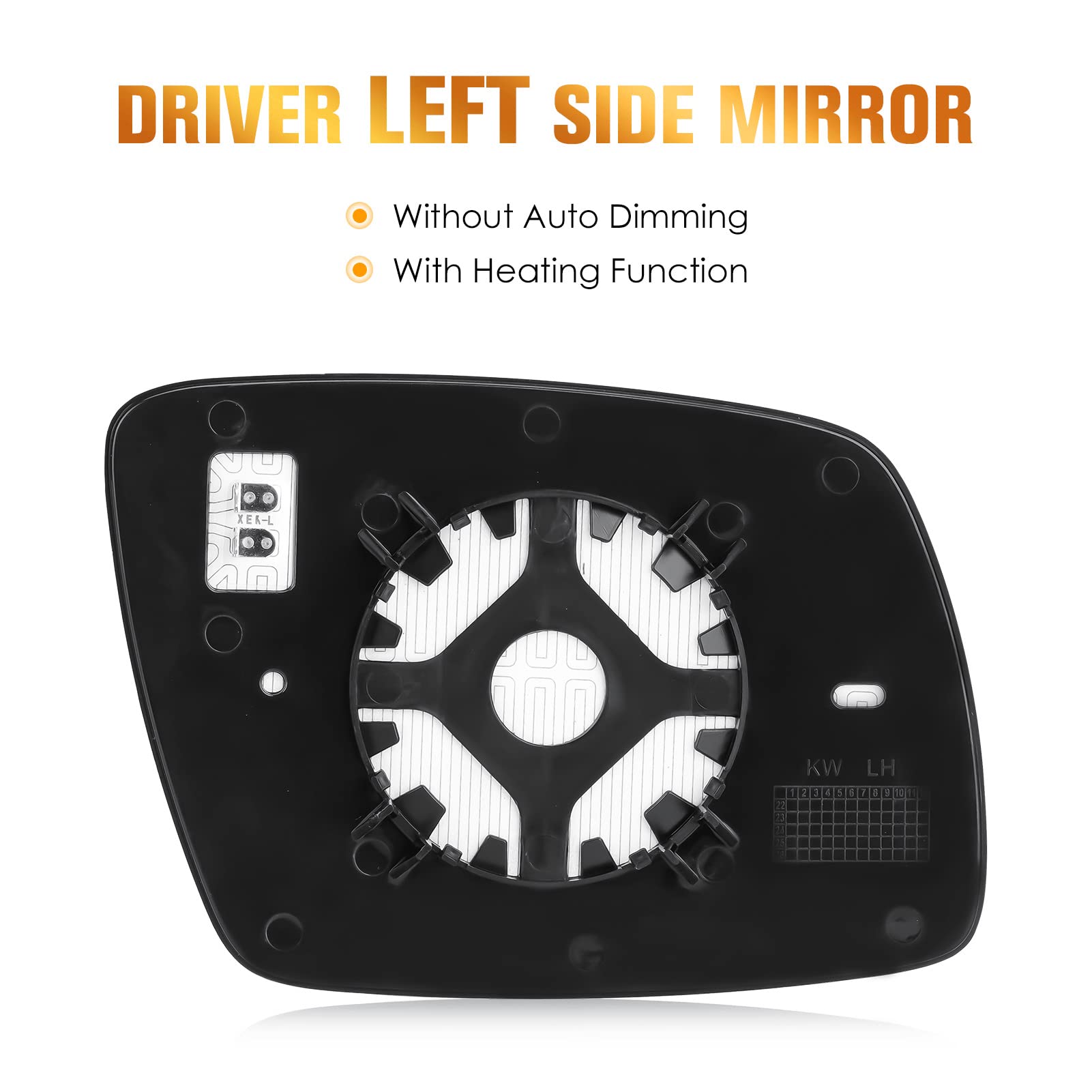 Heated Left Side Mirror Glass Replacement for Dodge Journey 2009-2019 - Fits 68045693AA & 68045691AA - Perfect for Winter Driving & Enhanced Visibility