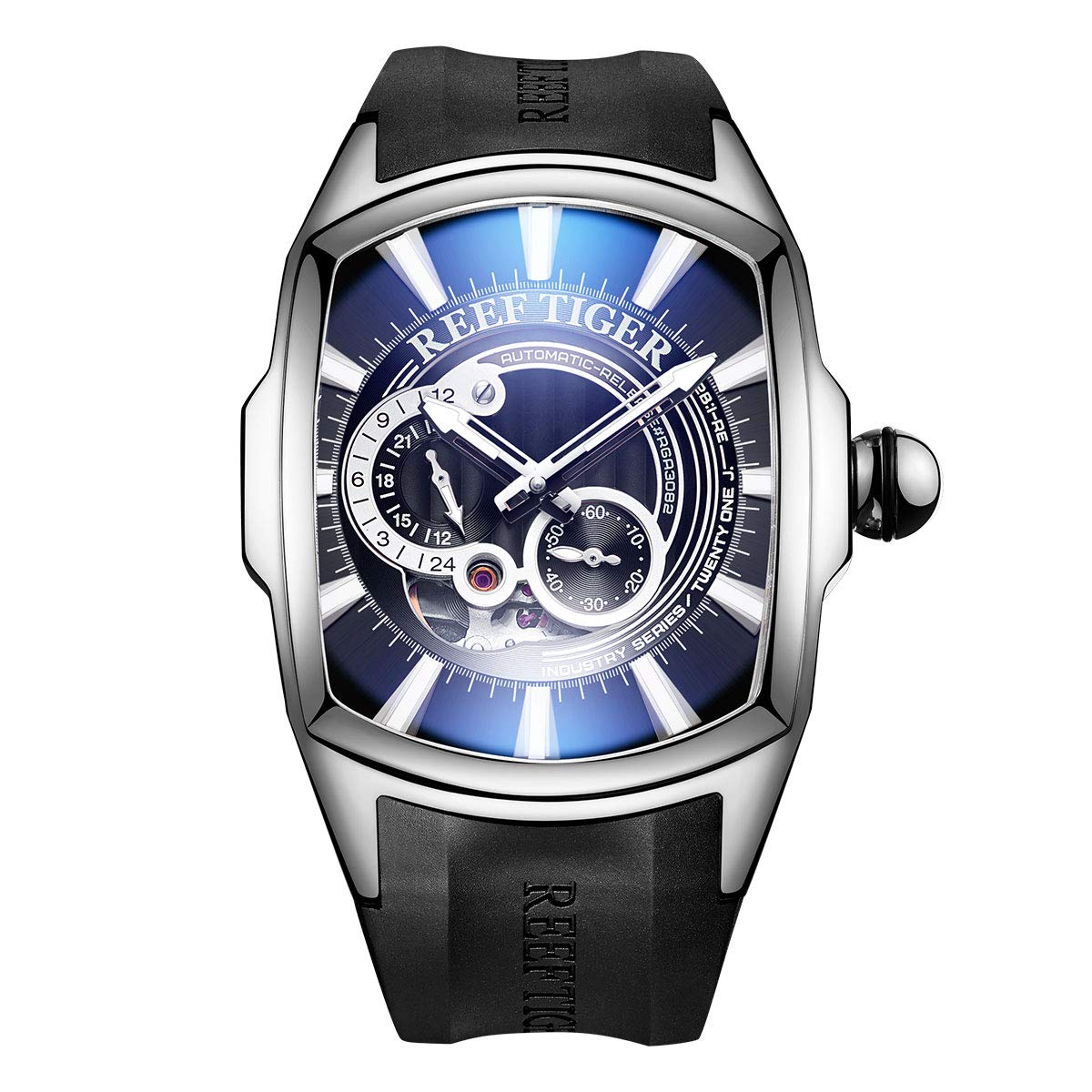 REEF TIGER Luminous Stainless Steel Men's Sport Watch - Japan Automatic Movement, Analog Display, Rubber Strap (Model RGA3069S) - Perfect for Diving, Outdoor Adventures & Casual Wear