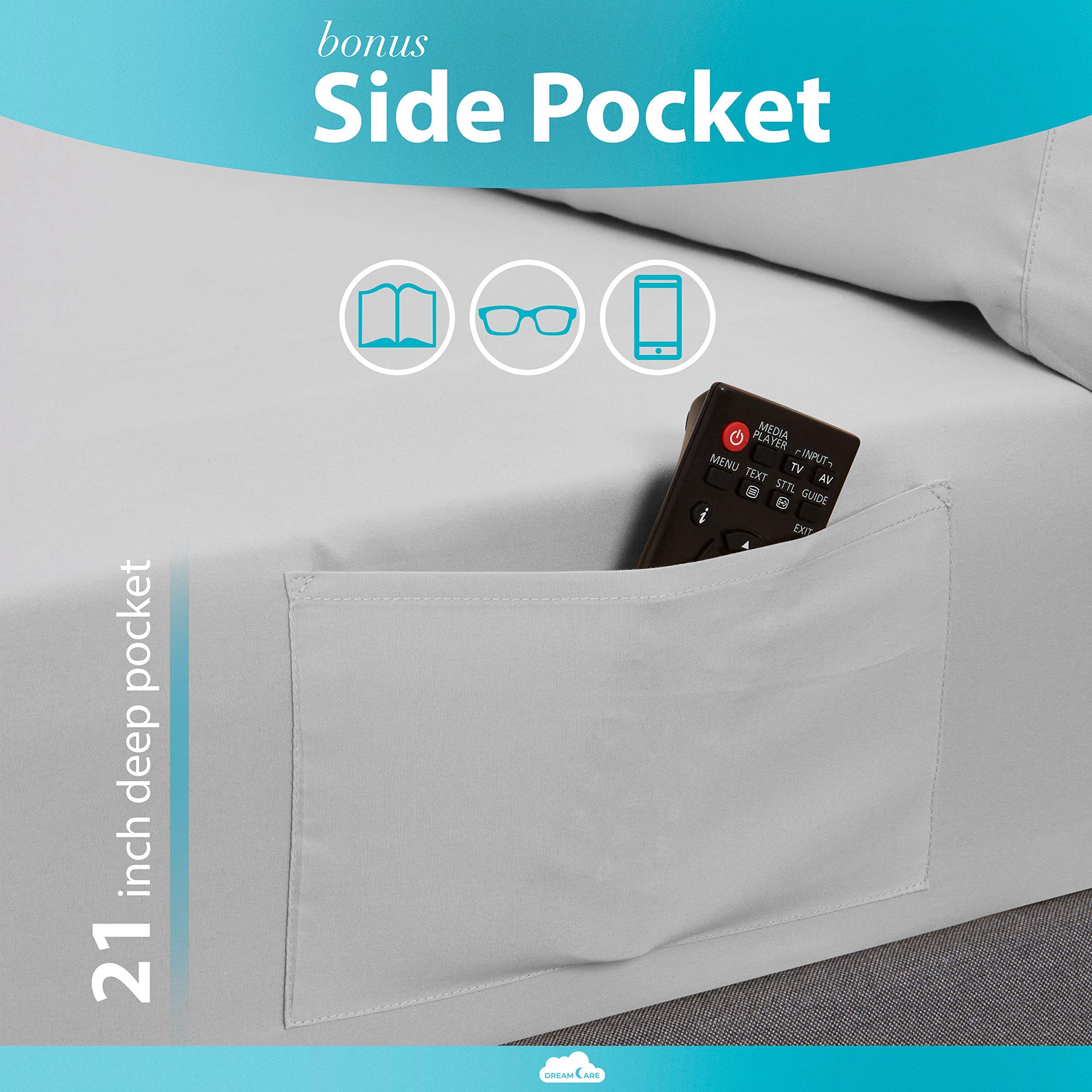 DREAMCARE Twin XL Fitted Sheet - Extra Deep Pocket (Fits 21