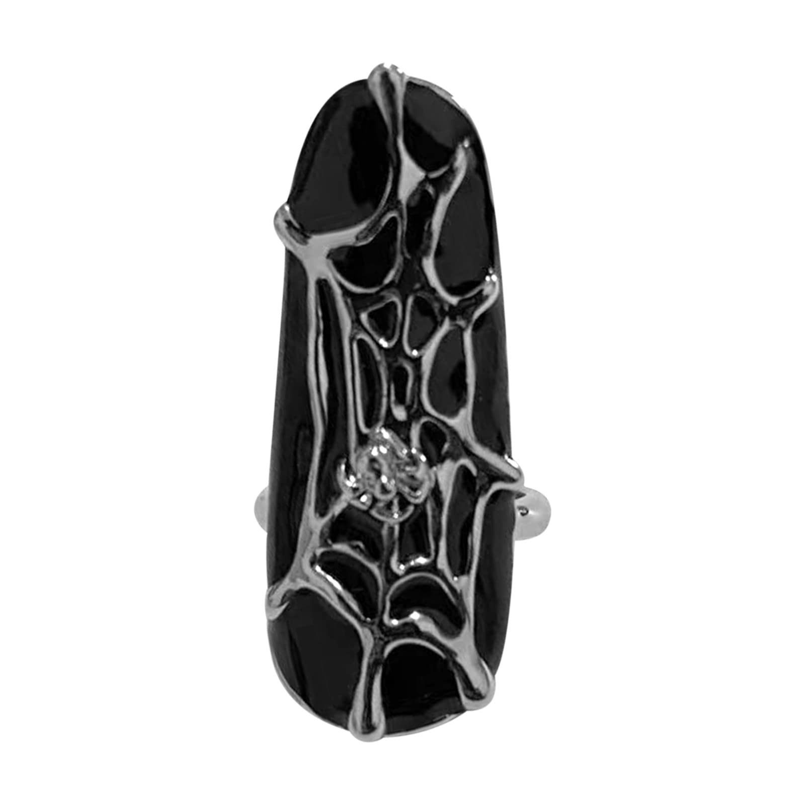 Spooky Halloween Spider Nail Ring for Women - Elegant Gothic Jewelry, Adjustable Openable Finger Ring - Perfect for Halloween Parties, Cosplay & Gothic Fashion Accessories