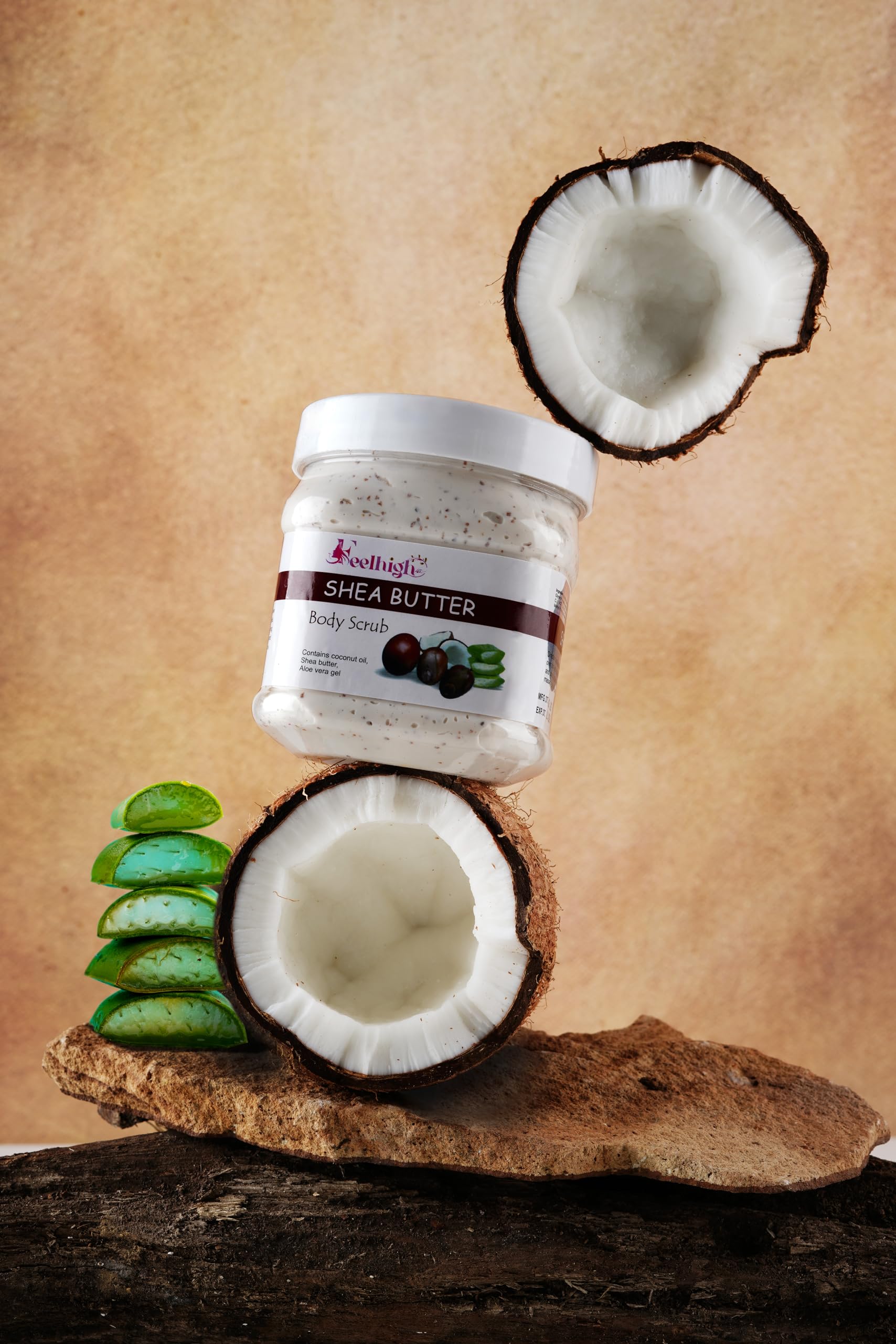Feelhigh Aloe Vera & Shea Butter Face & Body Scrub Mask Set - 2 Pack for Hydrating, Exfoliating & Soothing Dry Skin - Perfect for Spa Day, Post-Workout Recovery & At-Home Skincare Routine