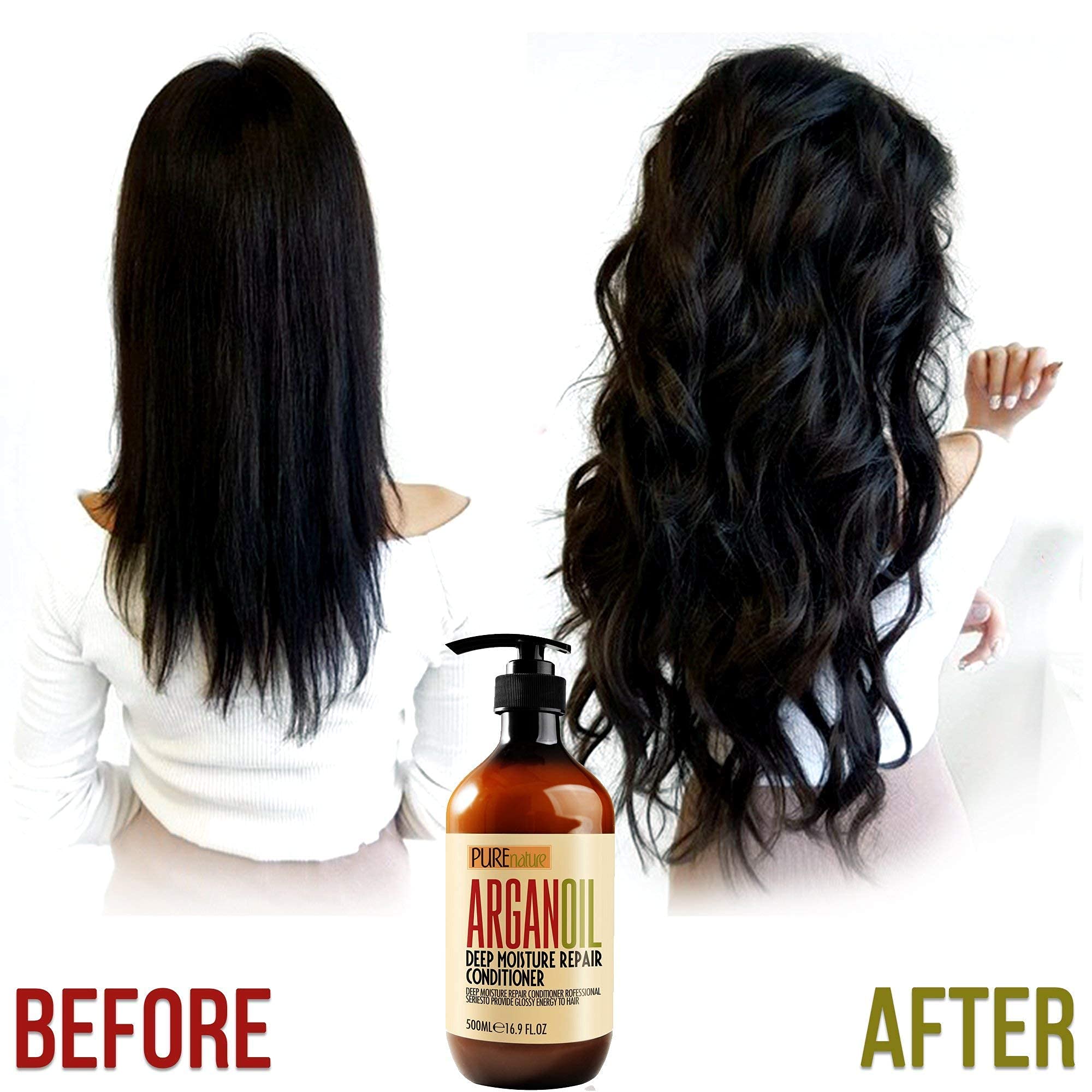 Pure Nature Moroccan Argan Oil Conditioner & Hair Mask - Deep Hydration for Dry, Damaged Hair - Salon Quality Treatment for Frizz Control & Shine Enhancement - Perfect for Daily Use & Hair Repair