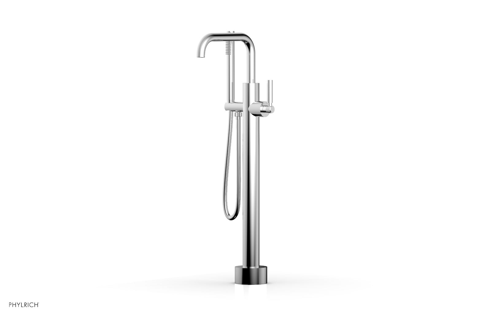BASIC Low Floor Mount Tub Filler with Lever Handle and Hand Shower D130 45 03 - Perfect for Modern Bathroom Renovations and Spa-Like Shower Experiences