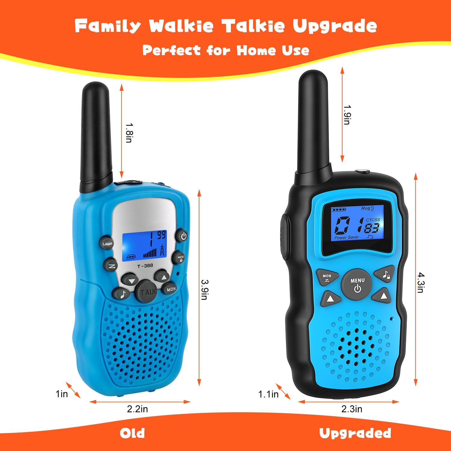 **Wishouse Kids Walkie Talkies Rechargeable - Long Range 2-Way Radios for Boys & Girls Ages 4-8, 6000mAh Battery with Flashlight & Lanyard - Perfect for Camping, Outdoor Play & Birthday Gifts (2 Pack - Pink & Blue)**