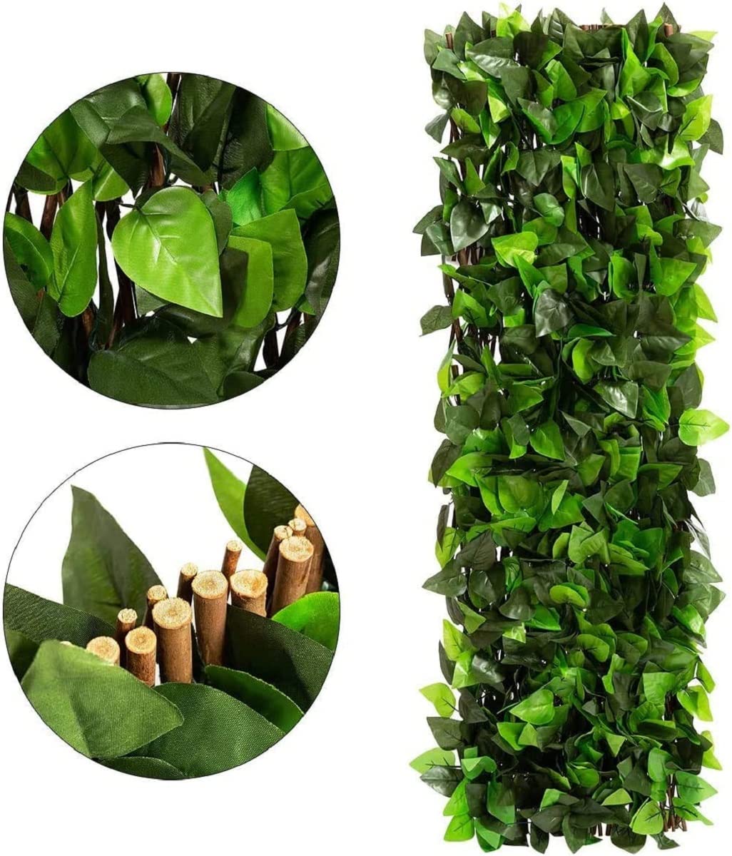 DOEWORKS Expandable Fence Privacy Screen for Balcony, Patio & Outdoor - Faux Ivy Fencing Panel for Garden, Backyard & Home Decor (4 Pack) - Perfect for Creating Private Outdoor Spaces & Enhancing Landscape Design