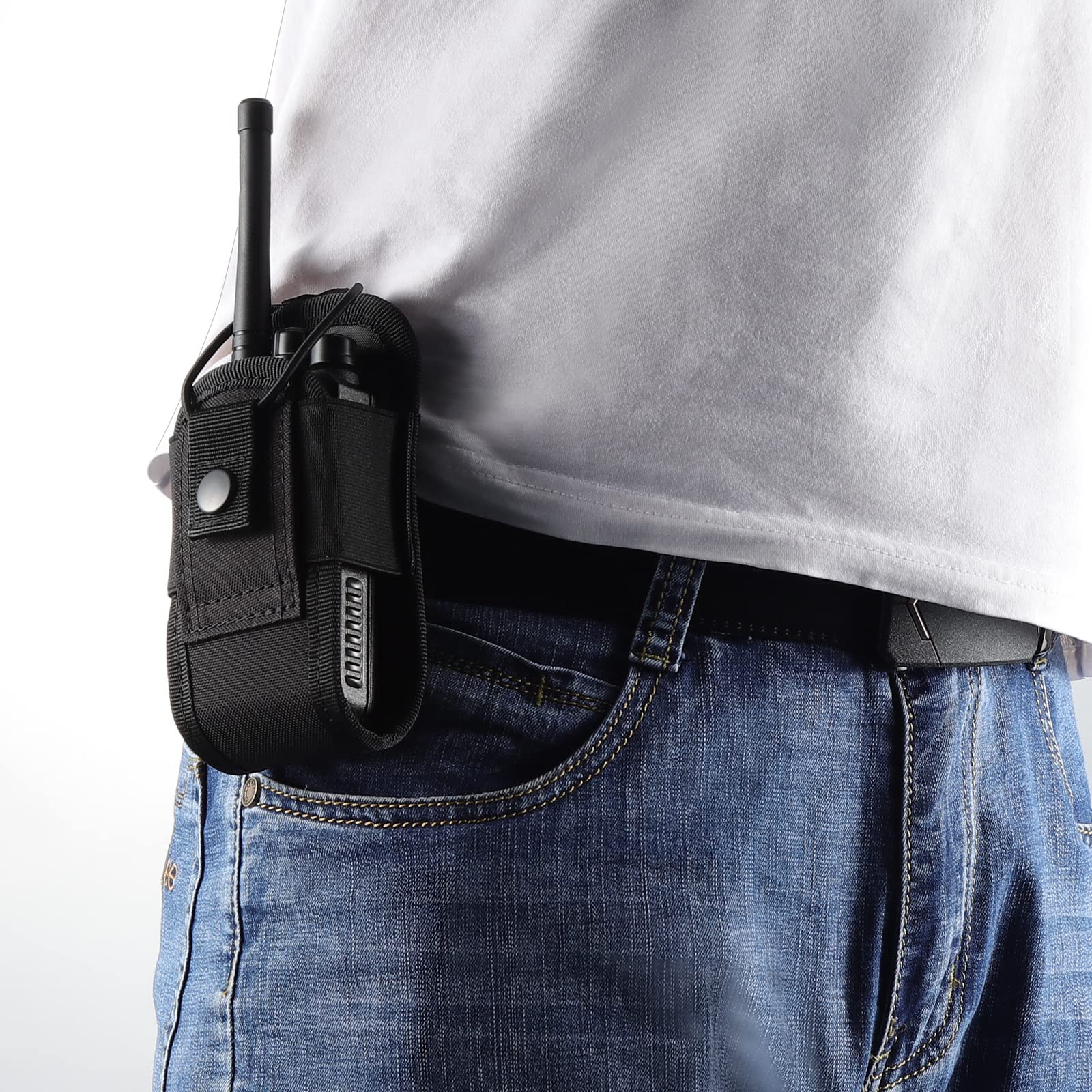 Tactical Molle Radio Holder & Walkie Talkie Pouch - 2 Pack Black Duty Belt Holster for Hunting, Security & Outdoor Communication - Perfect for Police, Military & Camping Gear
