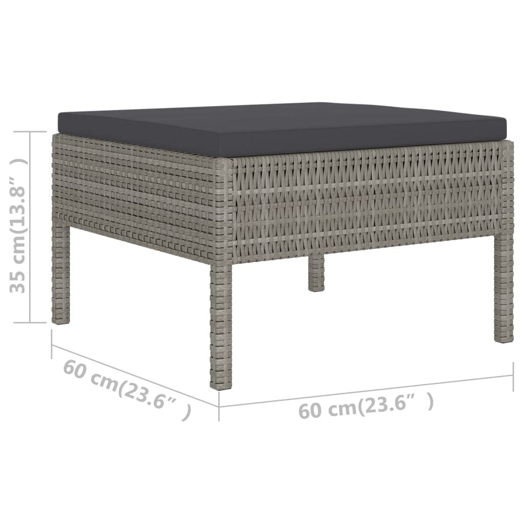 vidaXL 6-Piece Gray Poly Rattan Patio Lounge Set with Cushions - Weather-Resistant Outdoor Furniture for Garden, Pool Deck & Backyard - Durable & Comfortable Rattan Sofa Set for Relaxing, Entertaining & Sunbathing