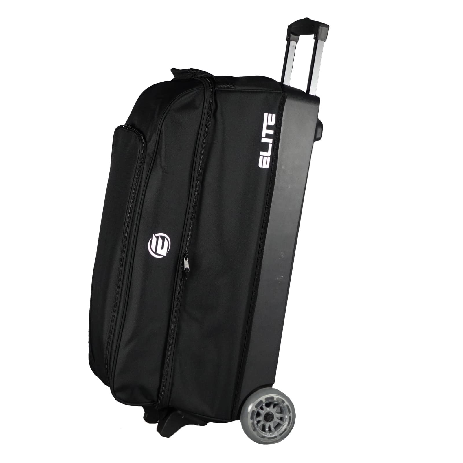 ELITE Basic Triple Roller Black Bowling Bag - 3 Ball Capacity with Shoe Compartment (Fits 2 Pairs Size 15) | Durable & Air Travel-Friendly | Perfect for Bowling Tournaments, League Play & Practice Sessions