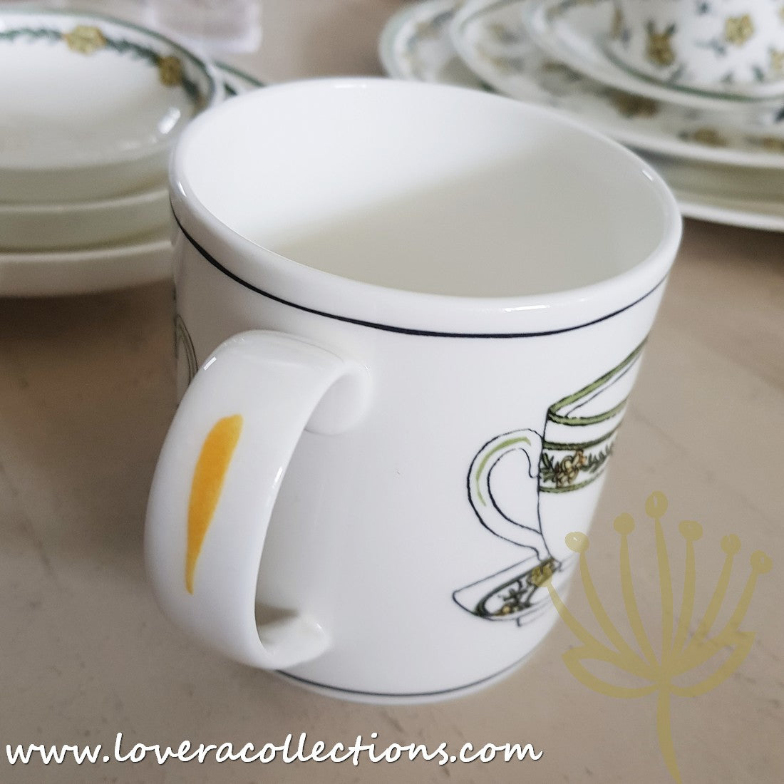 Twig New York Daisy Chain Ceramic Coffee Mug - 16oz Large Tea Cup with Handle, Dishwasher & Microwave Safe - Perfect for Home, Office, or Gift Giving