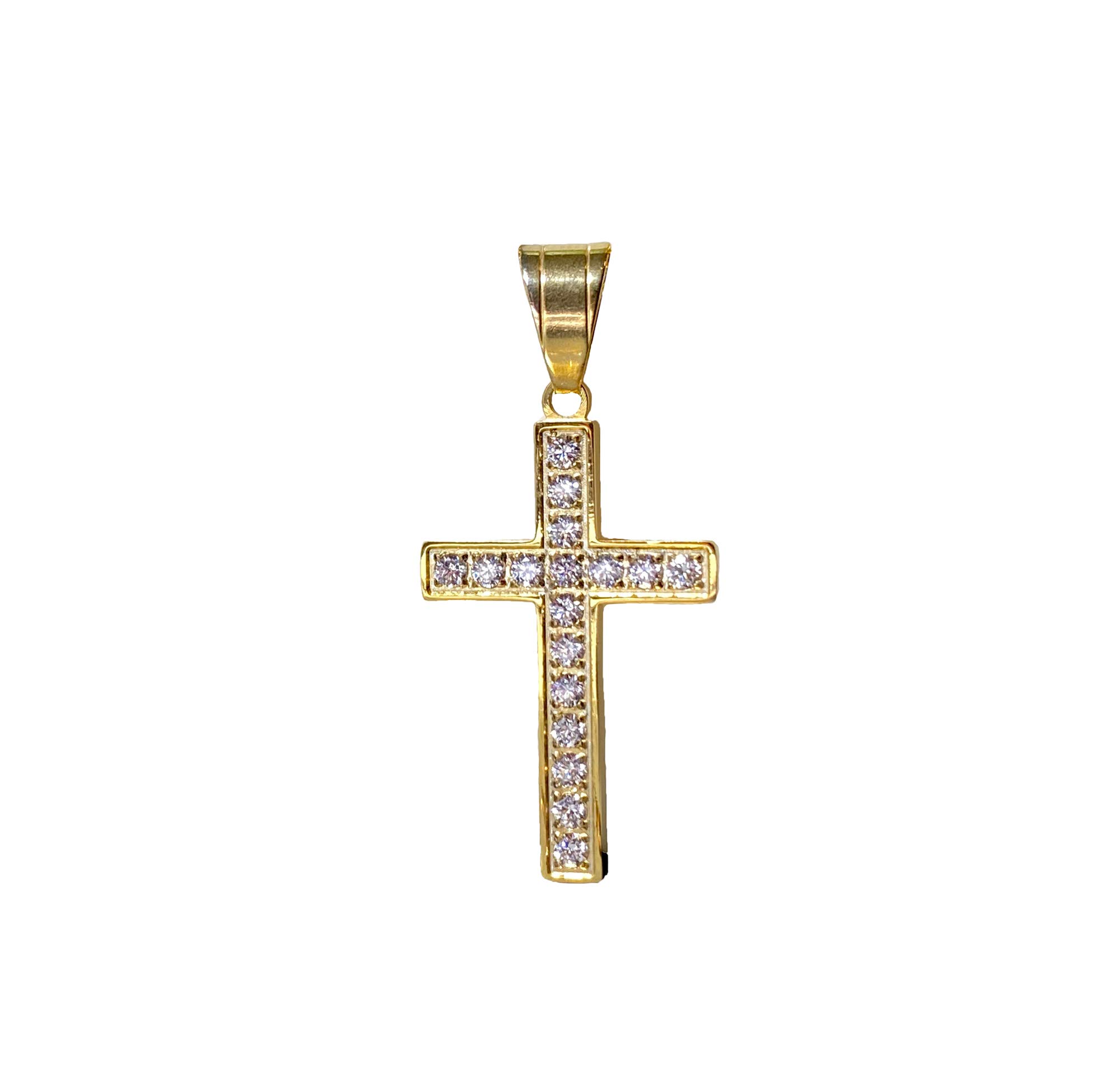 925 Sterling Silver Iced Out Jesus Crucifix Pendant with Diamond Accents - Gold Plated Stainless Steel Chain for Men & Women - Religious Jewelry Gift for Baptism, Confirmation & Church Events