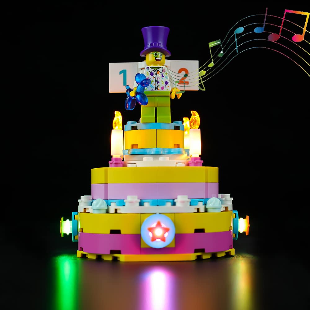 Kyglaring LED Lighting Kit for Lego 40382 Birthday Cake Building Set - Sound Version | Compatible with Lego Birthday Party Decorations | Perfect for DIY Lego Cake Illumination & Party Room Lighting
