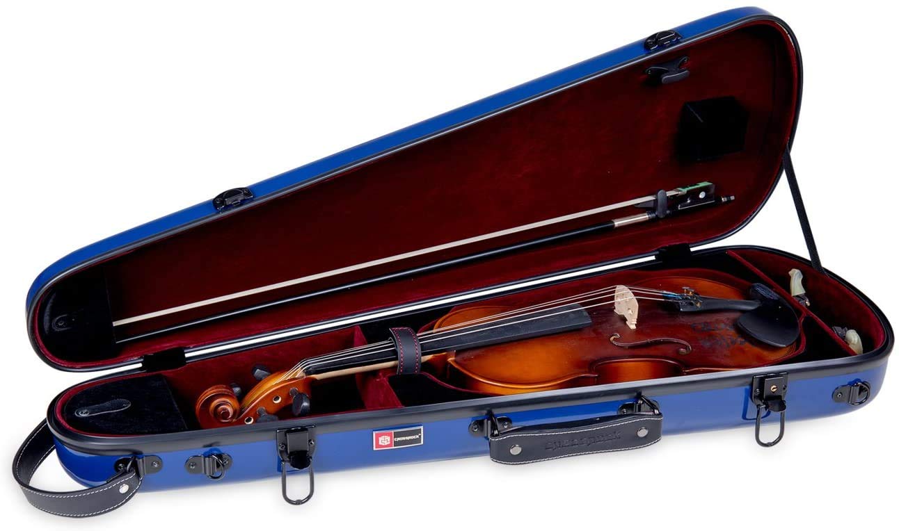 Premium Crossrock Fiberglass 4/4 Full Size Violin Case - Navy Blue Backpack Style (CRF1020VNVBL) | Durable Protection for School, Travel & Professional Musicians
