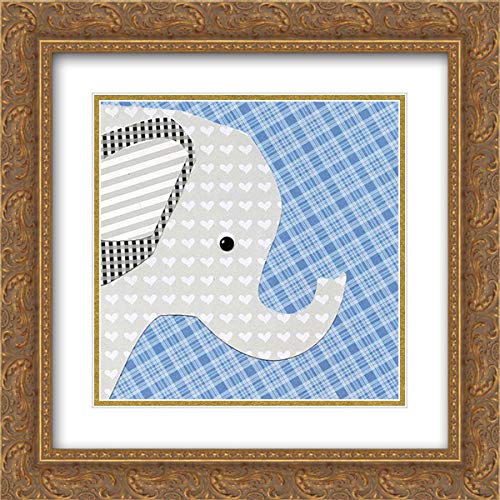 P.S. Art 15x15 Inch Gold Ornate Framed Double Matted Elephant Museum Art Print - Perfect for Living Room Decor, Office Wall Art & Gift Ideas