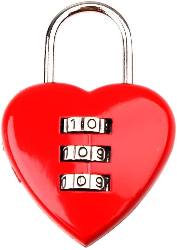 XXLFQSG Fashion Heart-Shaped Combination Padlock - Secure Mini Code Lock for Lockers, Luggage & Diaries - Perfect Gift for Kids & Girls (Red) - Ideal for School, Travel & Personal Belongings Security