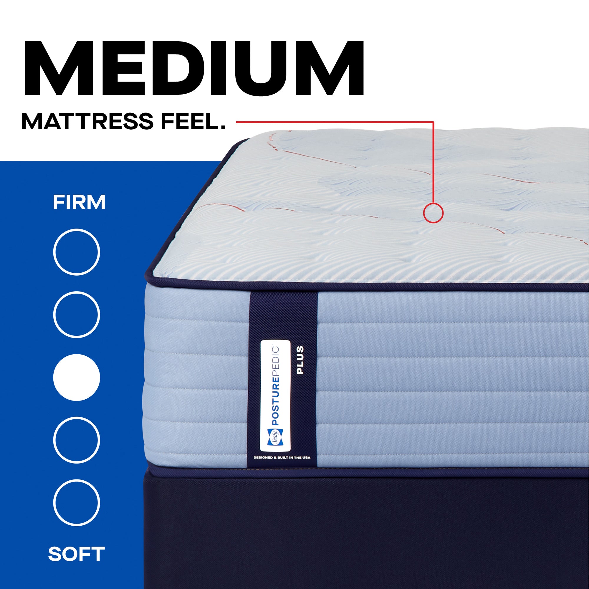 Sealy Posturepedic Plus Hagerstown Medium Firm Tight Top Mattress - Queen Size for Back Pain Relief & Pressure Point Support - Perfect for Side Sleepers & Couples in Master Bedrooms