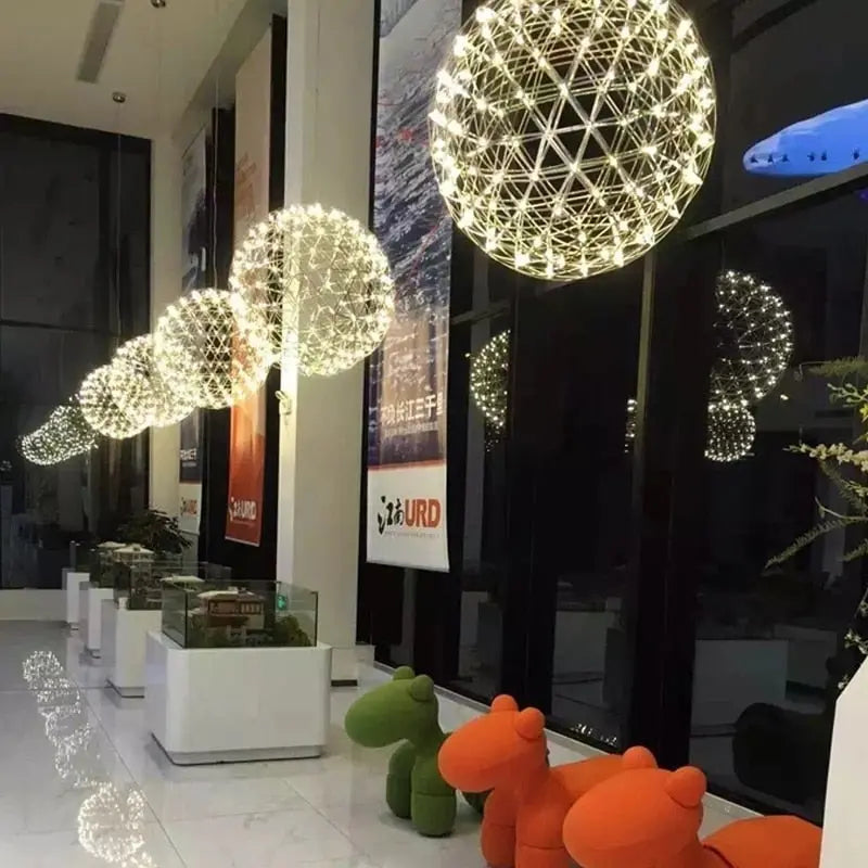 Spark Ball Stainless Steel Pendant Light - Modern Industrial Hanging Fixture for Kitchen Island, Dining Room & Bar Lighting