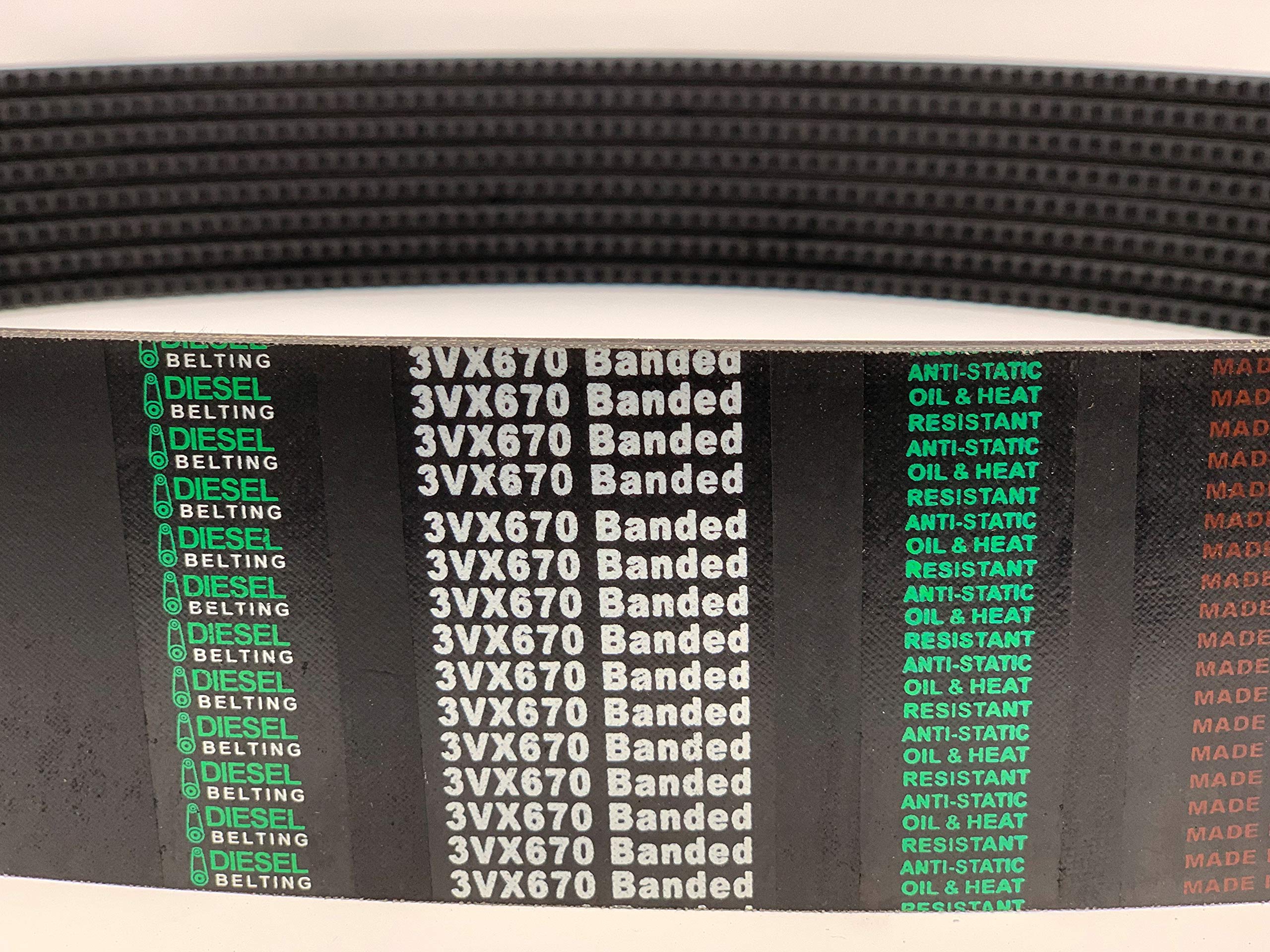 5/3VX670 Banded Cogged V-Belt - 2 Pack, 67in Outside Circumference - Heavy Duty Power Transmission Belt for Industrial Machinery, Agricultural Equipment & HVAC Systems