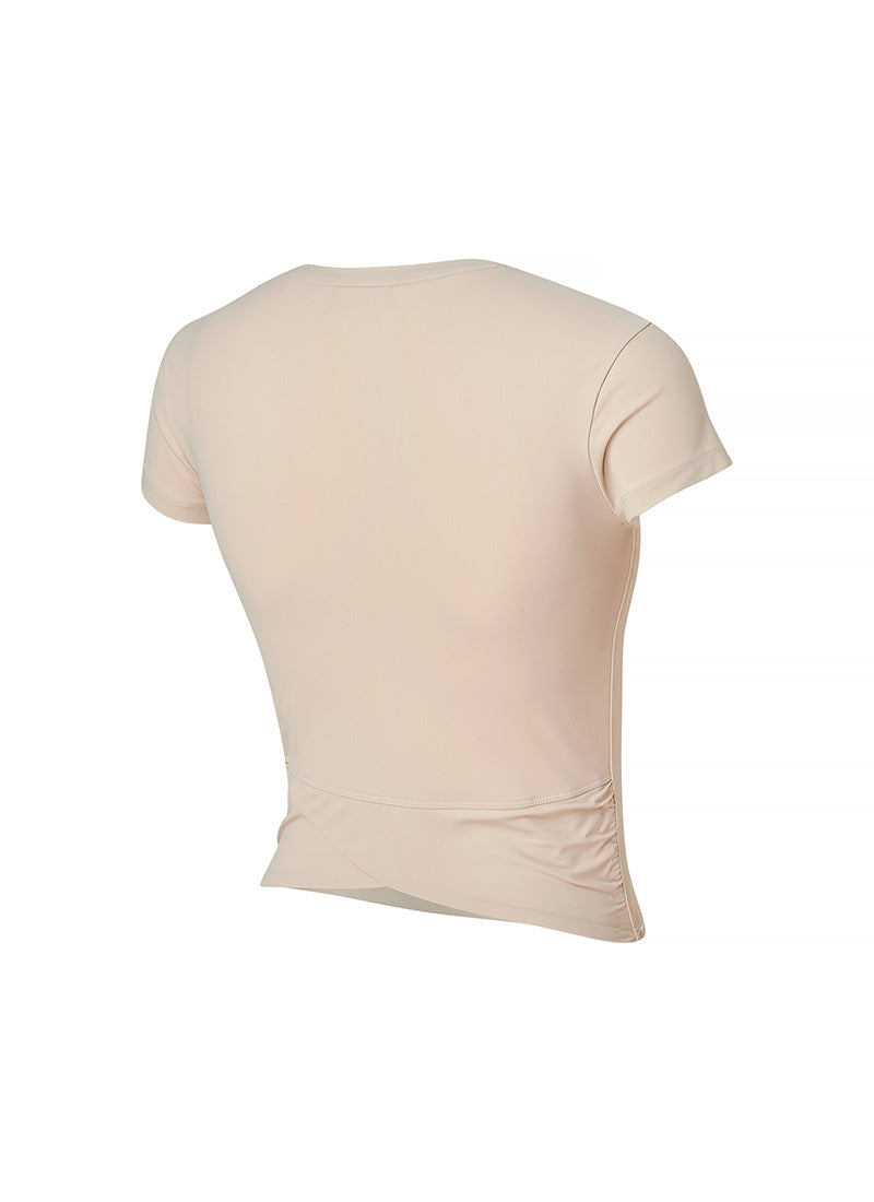 Lightweight Tricot Overlap Short Sleeve Top for Women - Breathable Summer Blouse for Casual Wear, Office & Outdoor Activities