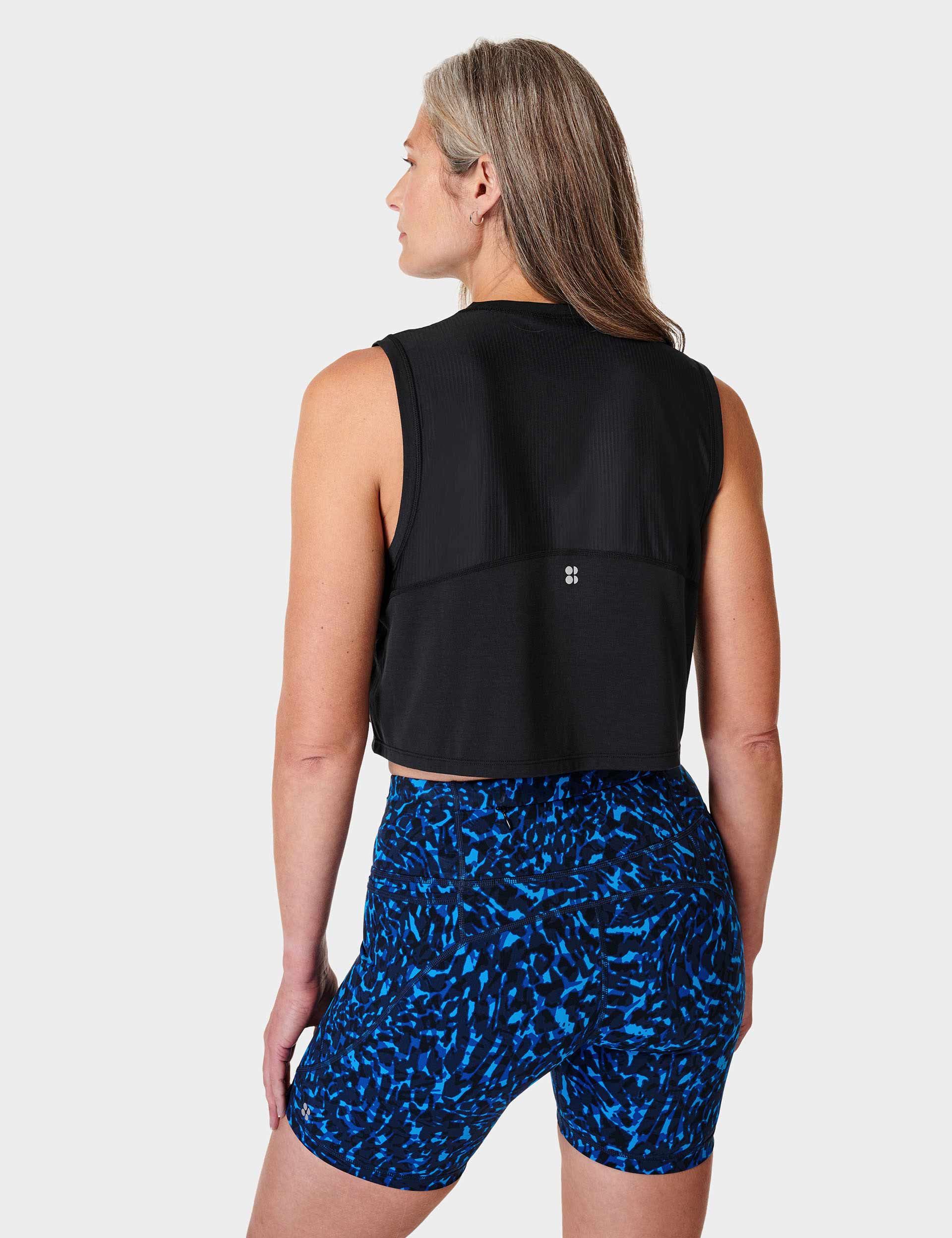 Breathe Easy Crop Muscle Vest for Women - Black | Workout Tank Top for Yoga, Running & Gym