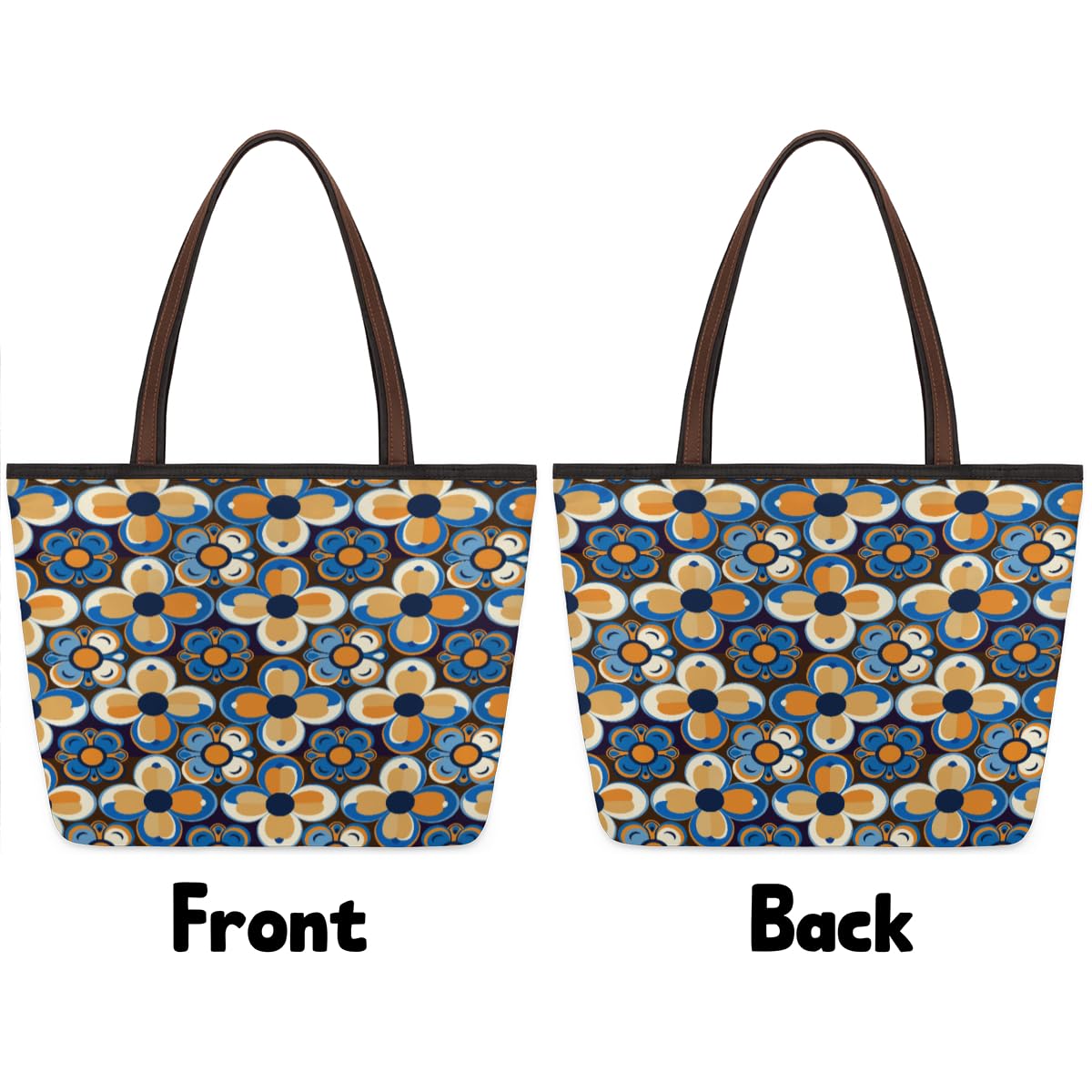Art Clover Flowers Zippered Tote Bag for Women - Stylish Large Handbag Purse for Work, Travel & Daily Use | Durable Canvas Shopper Bag with Secure Zipper Closure