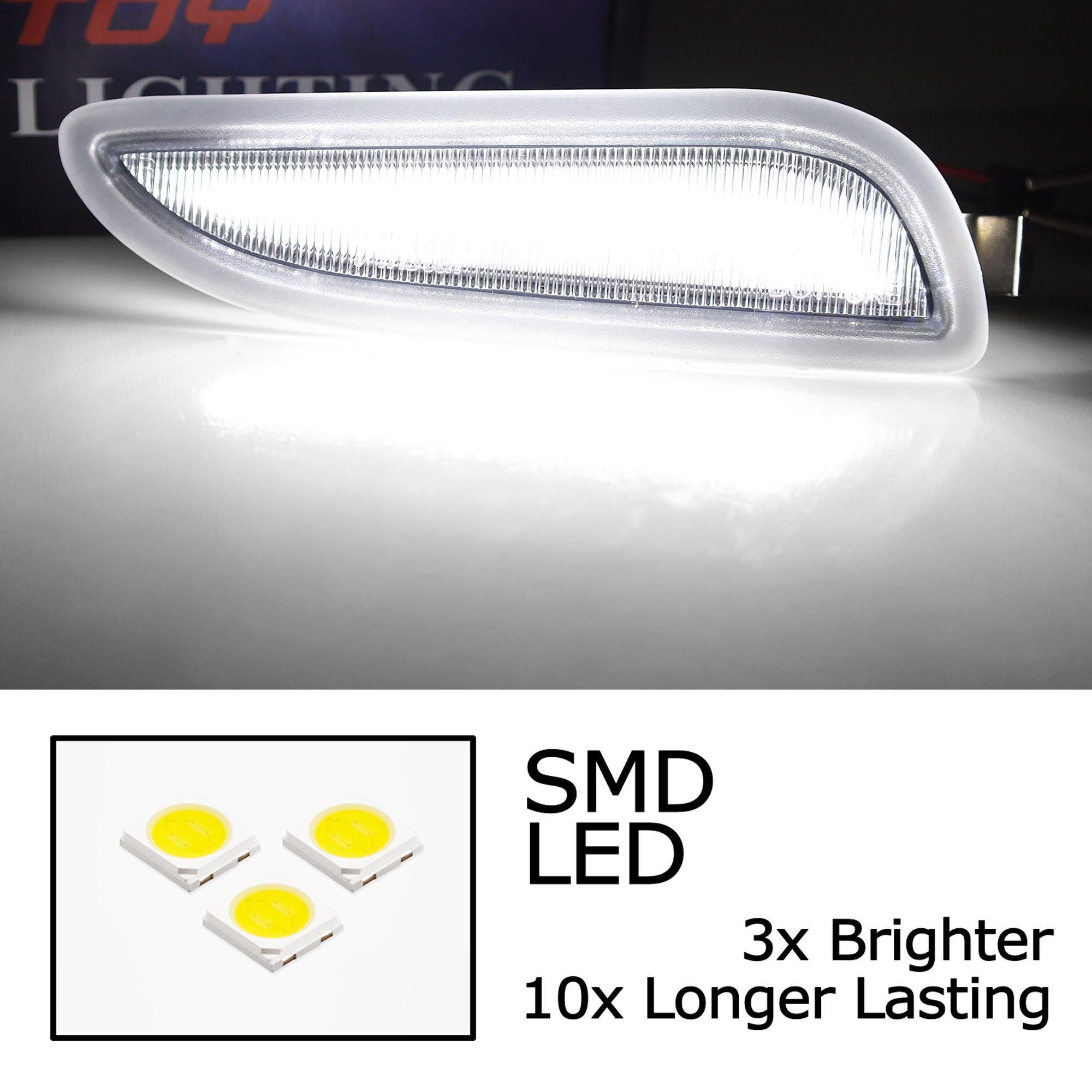 Clear Lens White LED Side Marker Lights for 2003-2009 Mercedes W209/C209 CLK - Enhanced Visibility & Safety for Night Driving & Custom Car Styling