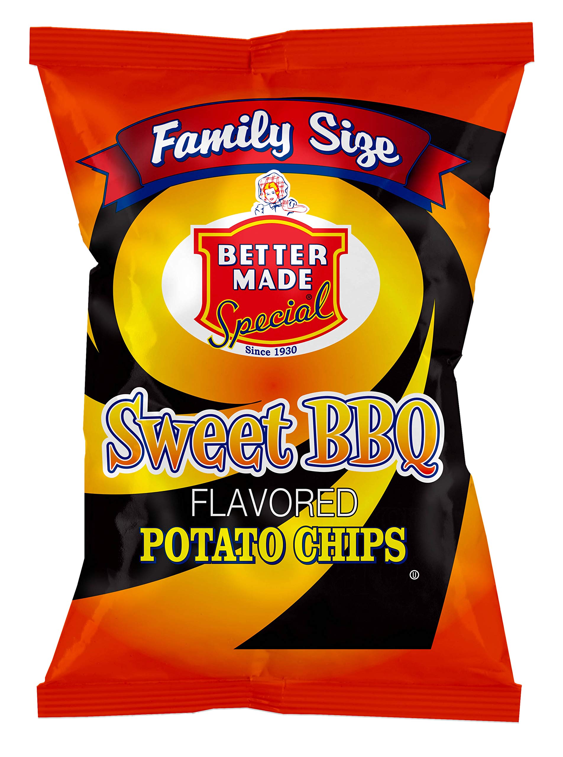 Better Made Special Family Size Potato Chips - 8 Pack (8 x 8.5 oz Bags) - Sweet BBQ Flavor - Crispy, Crunchy, Salty Snacks Made From Fresh Potatoes - Gluten Free - Perfect for Parties, Lunches & Family Gatherings - Family Owned Business