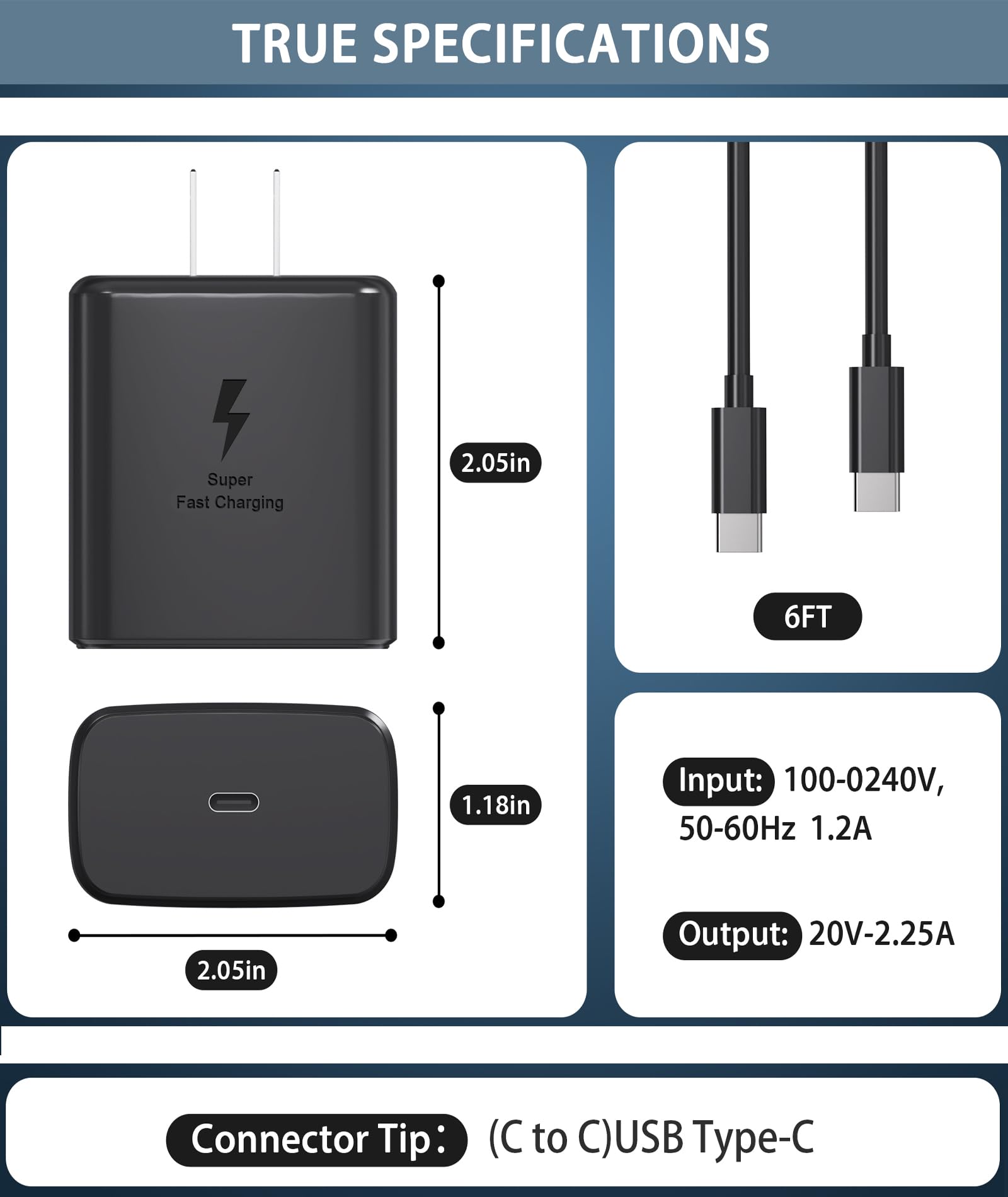 2025 New 45W Super Fast USB C PD3.0 Wall Charger [2 Pack] with 6FT Type C Cable - Compatible with Samsung Galaxy S25 Ultra/S25/S25+/S24/S24+/S24 Ultra/S23+/S23 Ultra/S22 Ultra & Galaxy Tab - Fast Charging for Home, Office & Travel