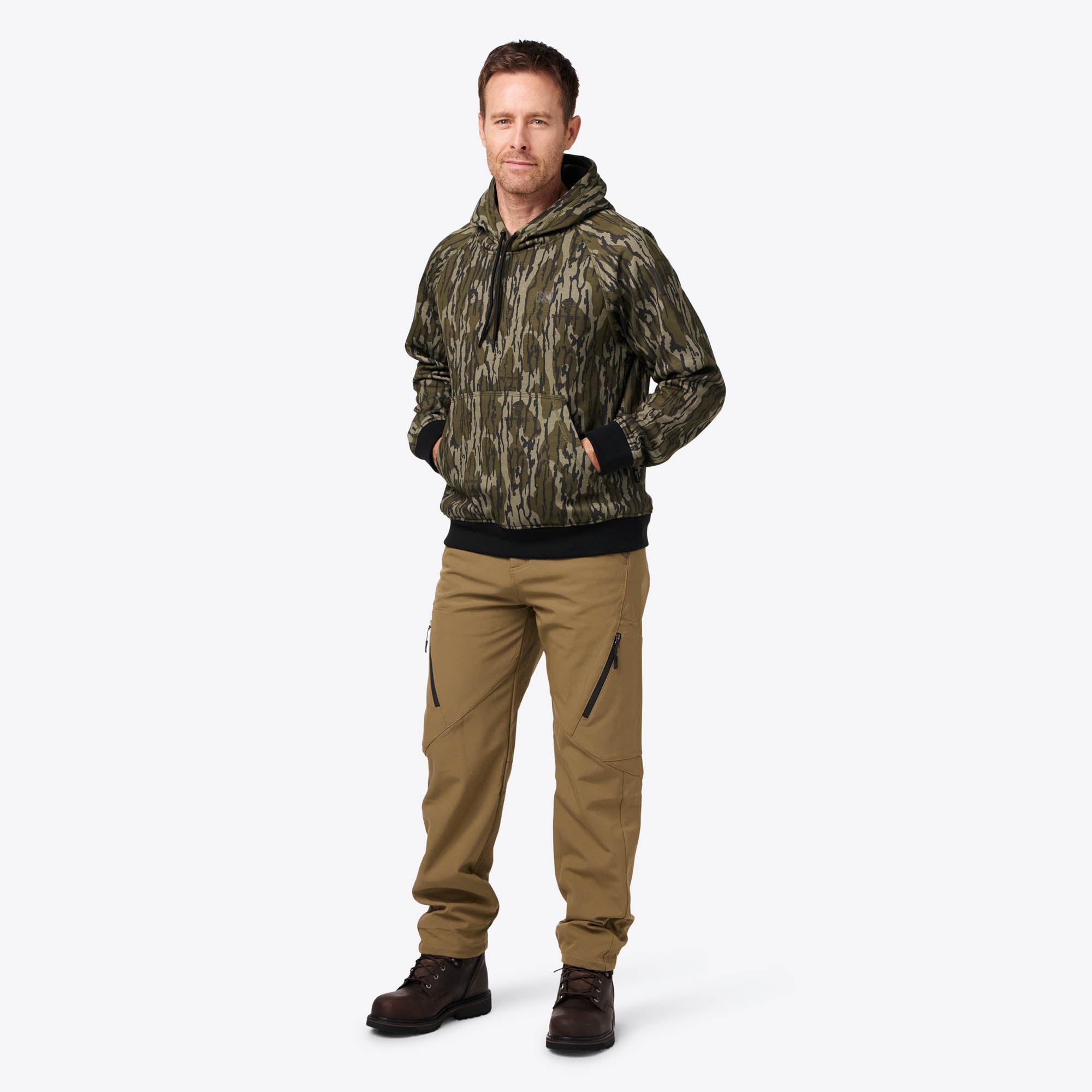 BLX Mossy Oak Heated Pullover for Men - Battery Heated Jacket with Adjustable Temperature - Perfect for Hunting, Fishing & Outdoor Winter Activities