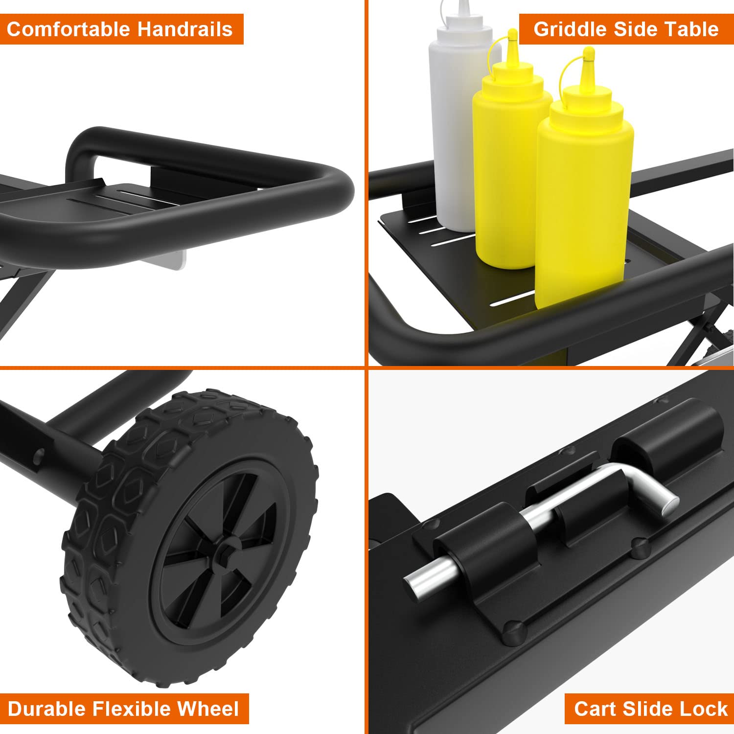 Heavy-Duty Foldable Griddle Cart with Wheels for Blackstone 22 & 17 Inch Grill - Portable Griddle Stand, Grill Replacement Part for Outdoor Camping, BBQ, Tailgating & Backyard Cooking - Perfect for Patio, Picnic & RV Trips
