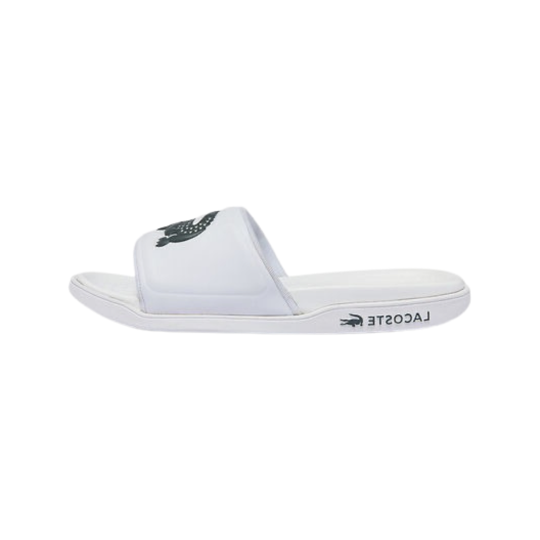 Lacoste Croco Dualiste Slide Sandals 0722 - White & Dark Green | Comfortable Summer Slides for Men & Women | Perfect for Beach, Pool, and Casual Wear