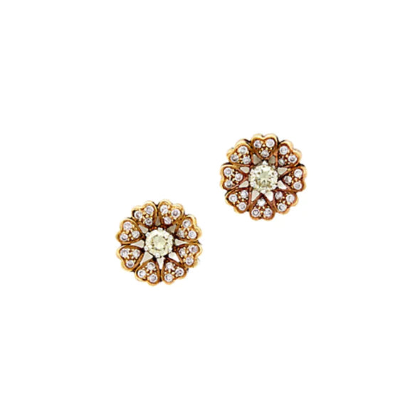 Pink Diamond Stud Earrings for Women - 14K Gold Plated Flower Design Earrings - Perfect for Wedding, Anniversary & Everyday Elegance