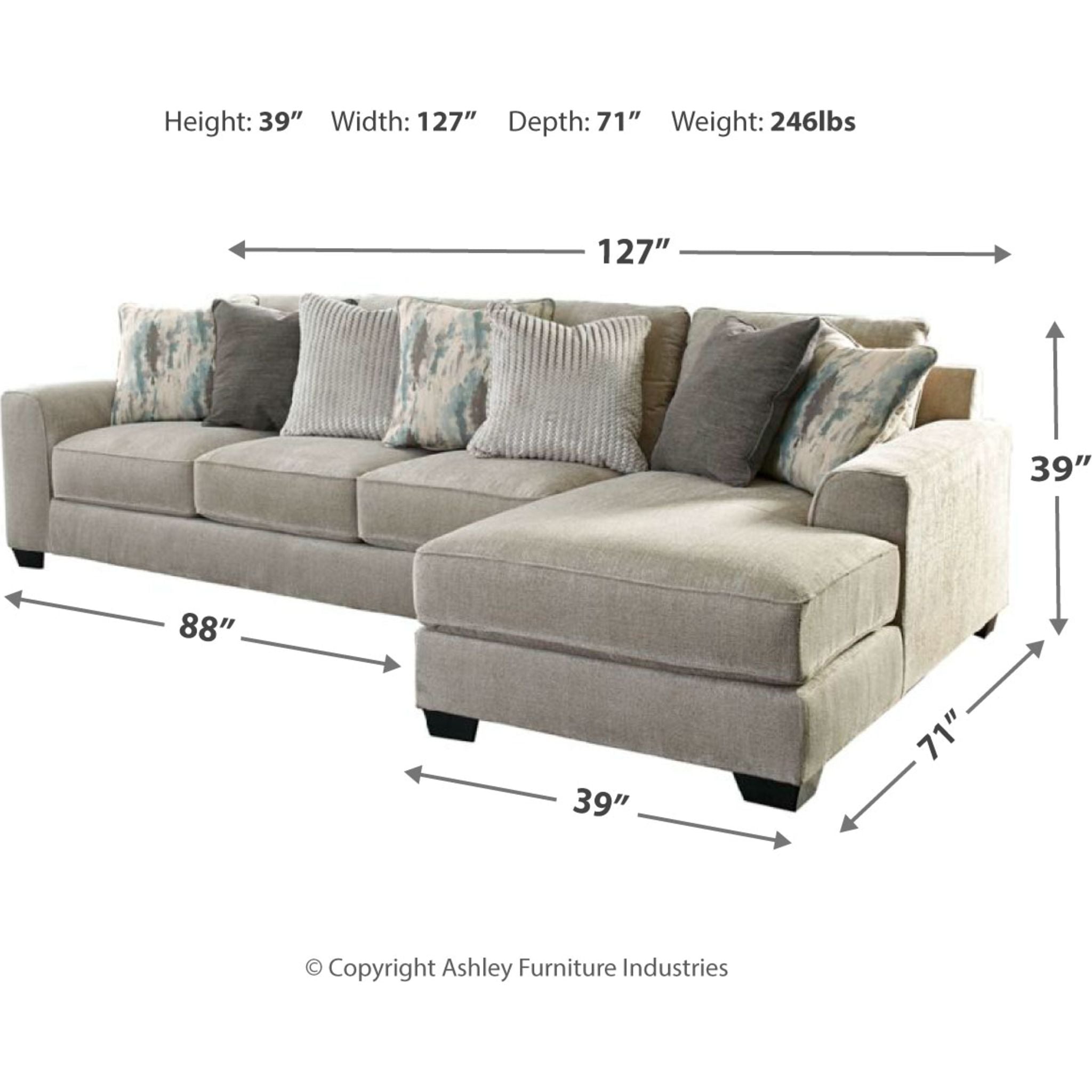 Ardsley 2-Piece Sectional Sofa with Chaise Lounge - Modern L-Shaped Living Room Furniture for Small Spaces & Apartments