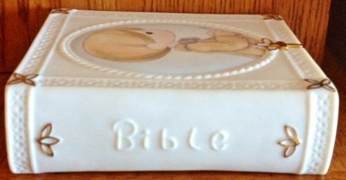 Precious Moments Porcelain Bible Holder for Boys - Keepsake Gift for Christening, Baptism & First Communion - Perfect for Church, Sunday School & Home Devotion