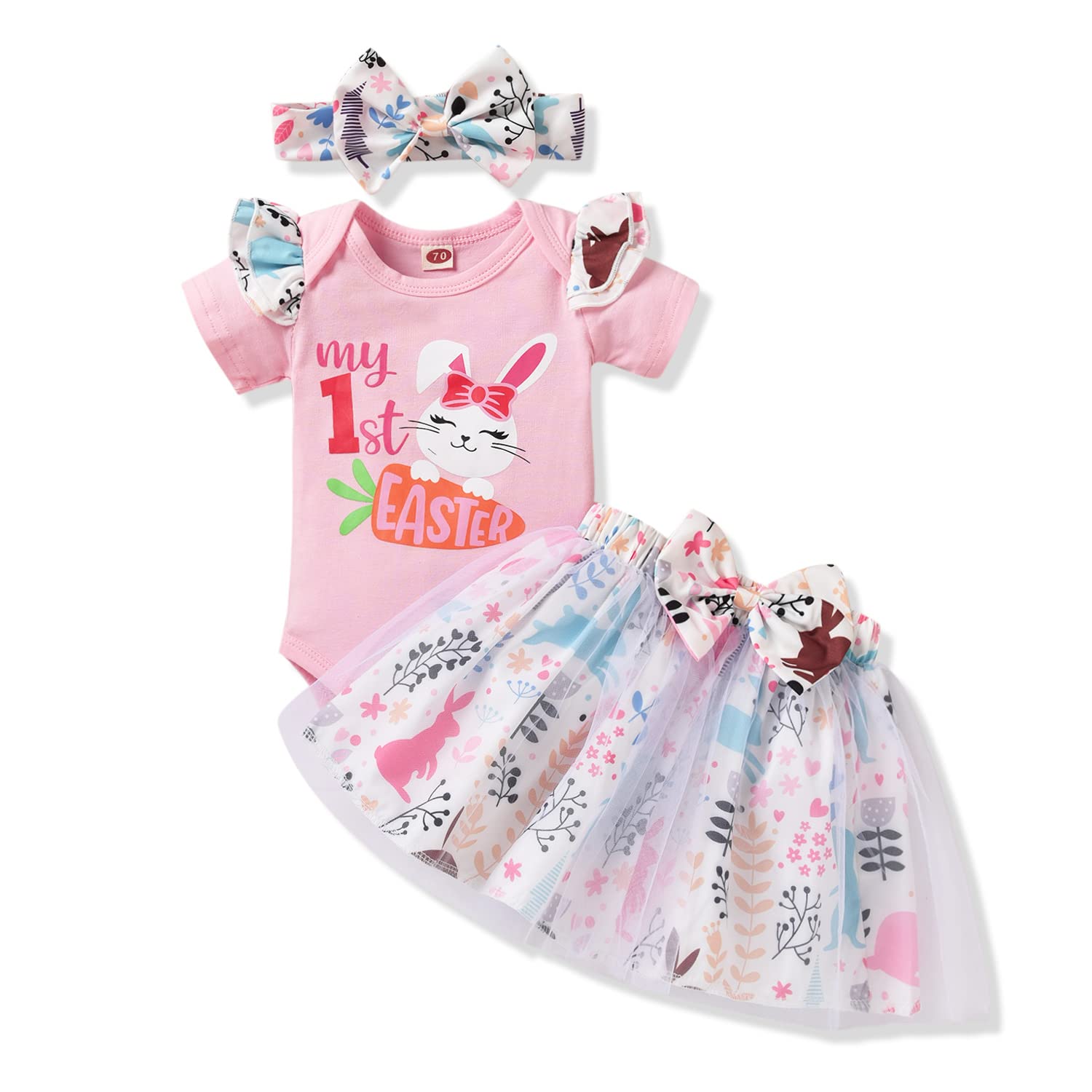Adorable Aalizzwell Baby Girl Romper Outfits - Ruffled Short Sleeve Bodysuit with Floral Tulle Skirt - Summer Clothes Set for Infants 0-24 Months | Perfect for Photoshoots, Parties & Outdoor Play