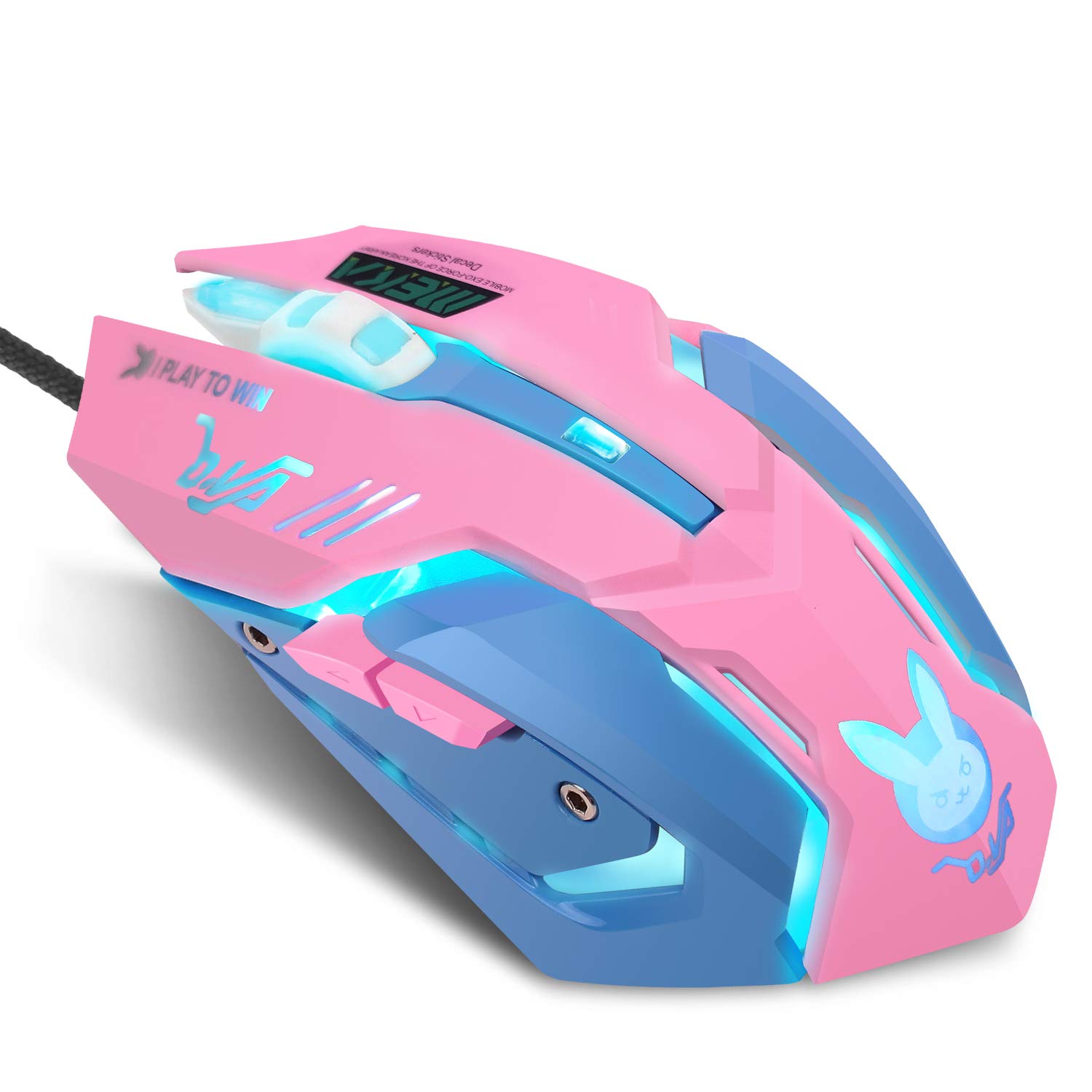 HXMJ Pink Wired USB Computer Mouse with 7 Colors Backlit, Silent Buttons for MacBook, PC, Laptop - Ideal for Office, Gaming, and Home Use