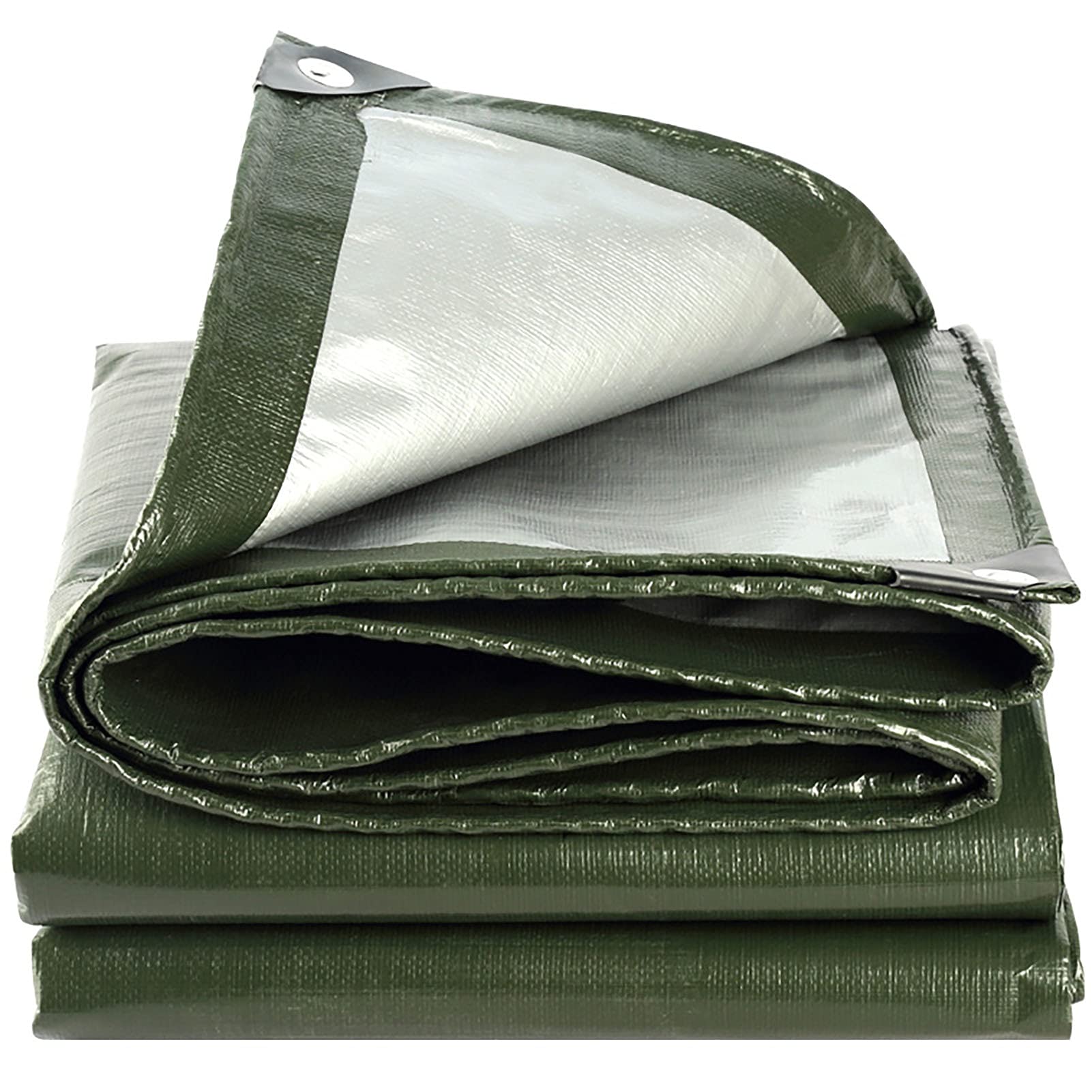 Heavy Duty Waterproof Green Poly Tarpaulin - 4m x 4m (13.1ft x 13.1ft) Reinforced Tarp for Rain Protection, Outdoor Camping, Picnic, BBQ, Garden Cover & Temporary Stage Shelter