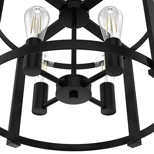 Hunter Astwood 4-Light Chandelier in Matte Black - Modern Farmhouse Ceiling Light Fixture for Dining Room, Bedroom, Living Room & Entryway
