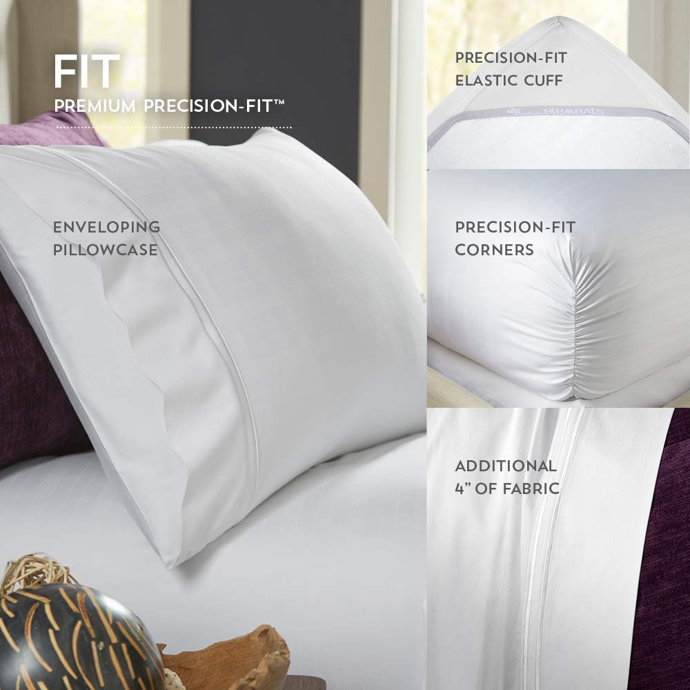PureCare Elements Rayon from Bamboo Sheet Set - Full Size, White - Breathable & Hypoallergenic Bedding with Deep Pocket Fitting & Enveloping Pillowcases | Perfect for Hot Sleepers & Allergy Sufferers