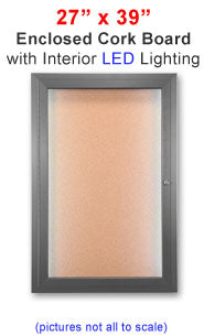27x39 Outdoor LED Lighted Enclosed Cork Bulletin Board with Single Door - Weatherproof Notice Board for Schools, Offices, and Public Spaces - Perfect for Announcements, Schedules, and Community Messages