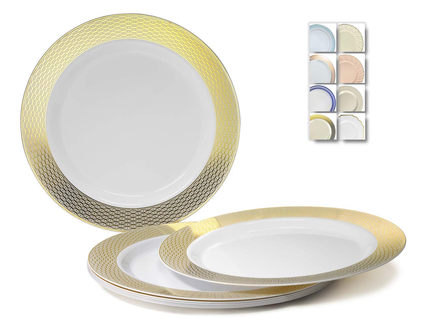 40-Pack Heavyweight Disposable Plastic Plates for Weddings & Parties - 10.5