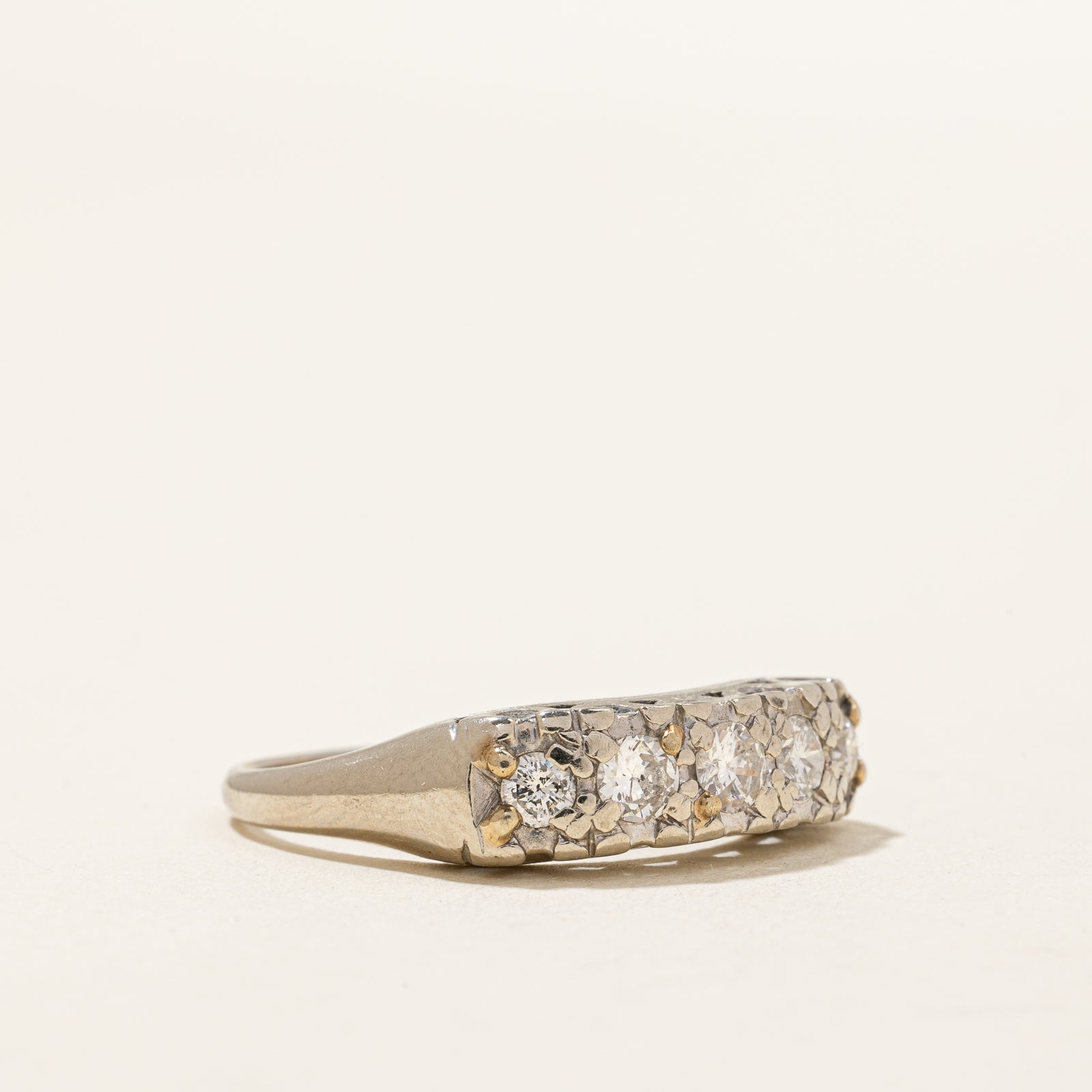 0.44ctw Five Stone Diamond Ring - Size 7.75 - Elegant Wedding Band, Anniversary Gift for Her - Perfect for Engagements, Proposals & Special Occasions