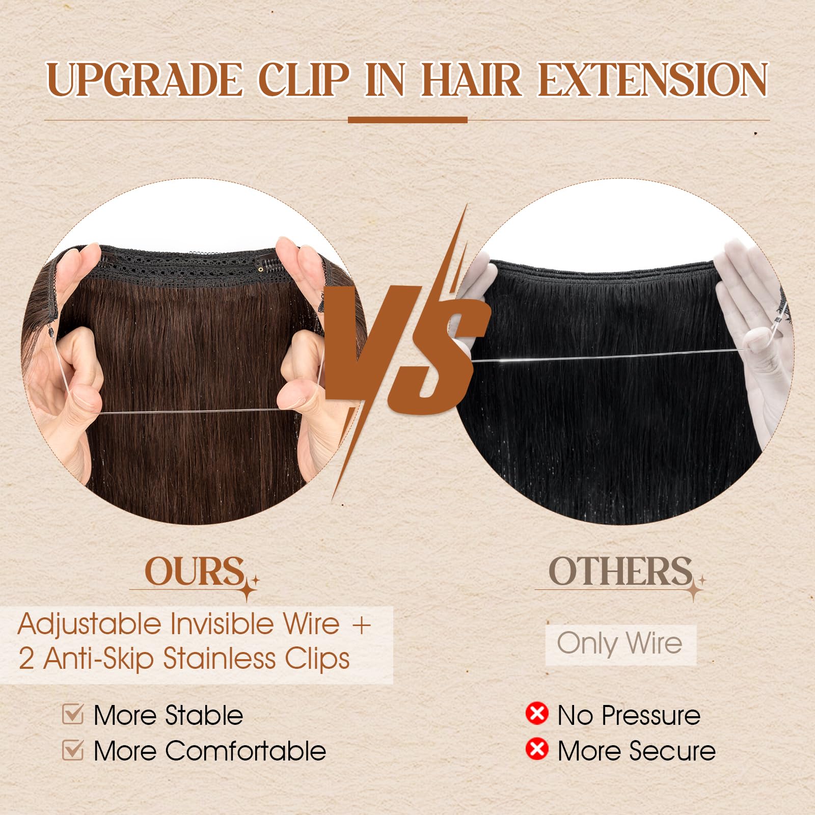 Benehair 18 Inch Halo Hair Extensions - 100% Real Human Hair, Invisible Wire with Fish Line, Dark Brown (#2) - Perfect for Daily Wear, Parties, Weddings & Special Occasions