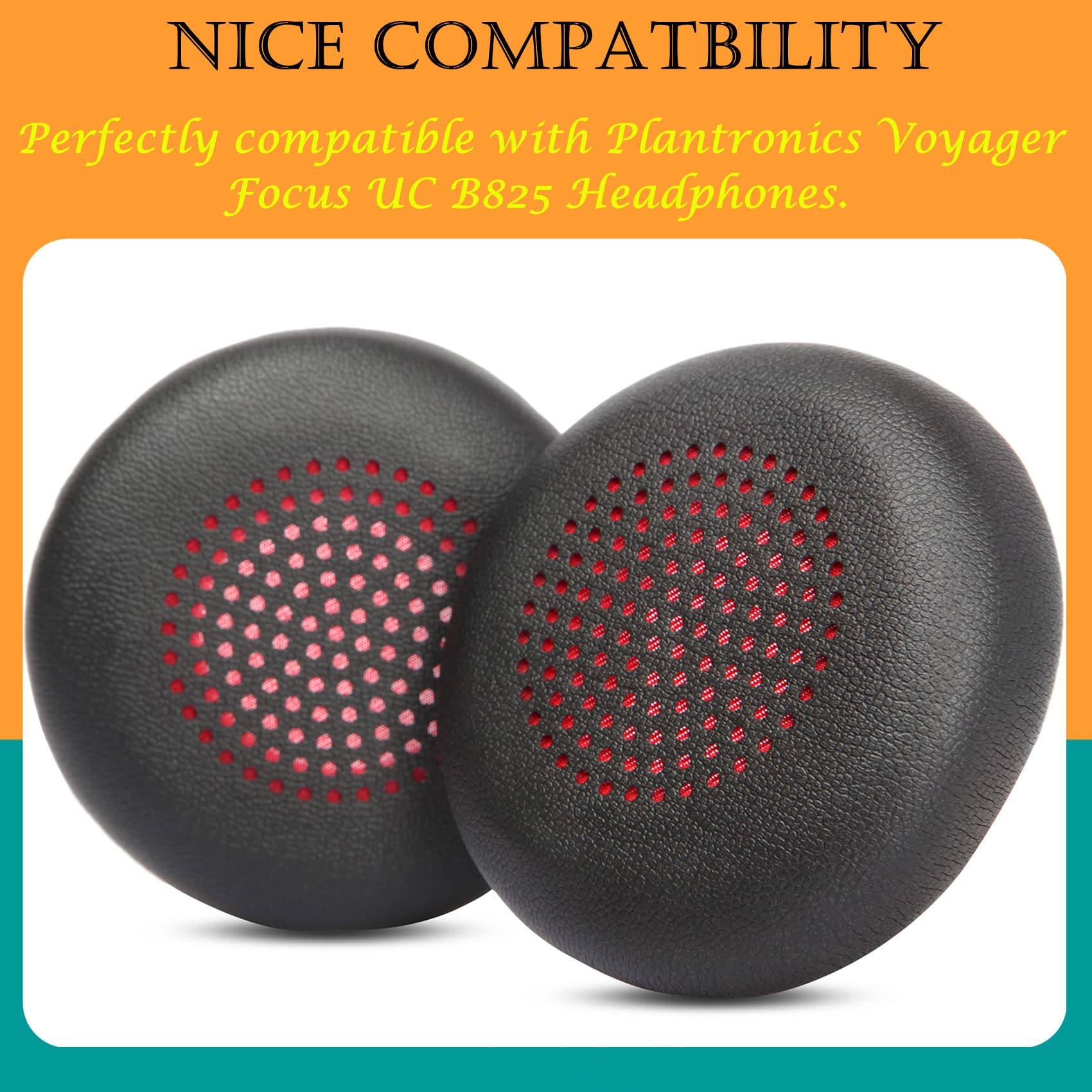 Plantronics Voyager Focus UC B825 & Voyager 4210/4220 Replacement Ear Pads - Premium Protein Leather Earpads for BlackWire 5200/C5200/5210/7225 Headsets - Comfort Upgrade for Office, Call Center & Remote Work