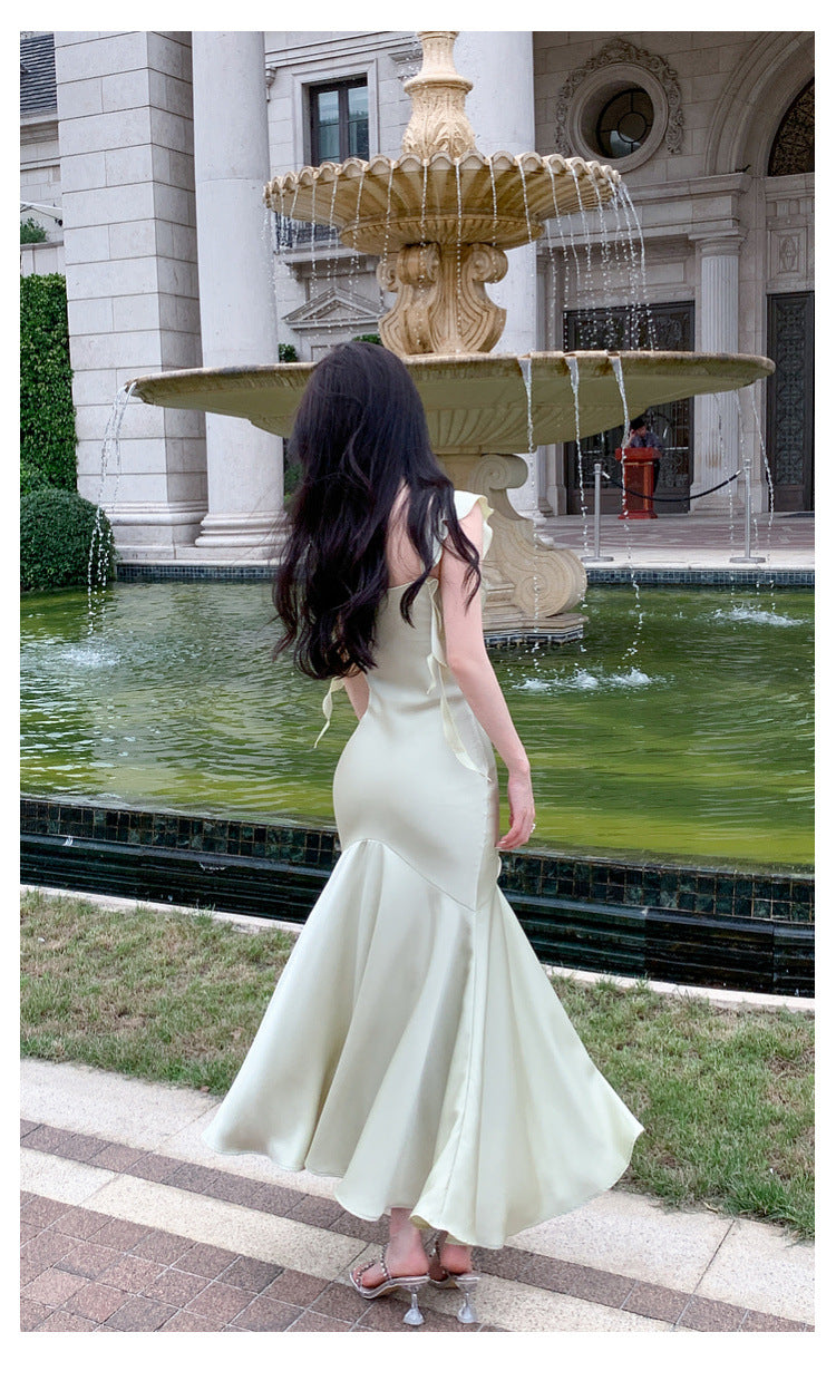 Elegant Fairy Satin Mermaid Evening Gown - Vintage 1920s Style Long Formal Dress for Prom, Wedding & Special Occasions